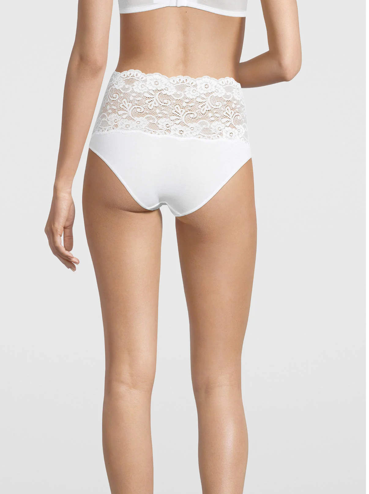 High rise Briefs in Cotton with Leavers Lace 4153 - Image 2