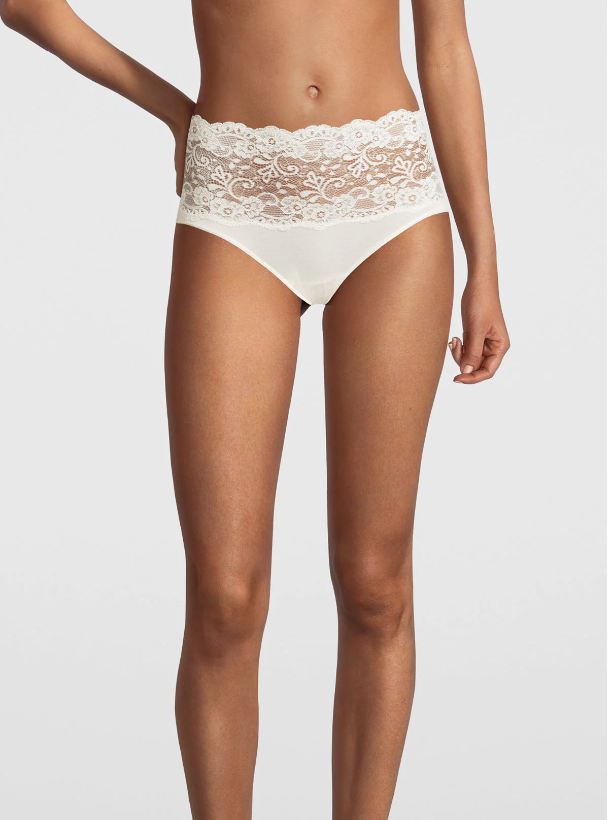 High rise Briefs in Cotton with Leavers Lace 4153 - Image 4