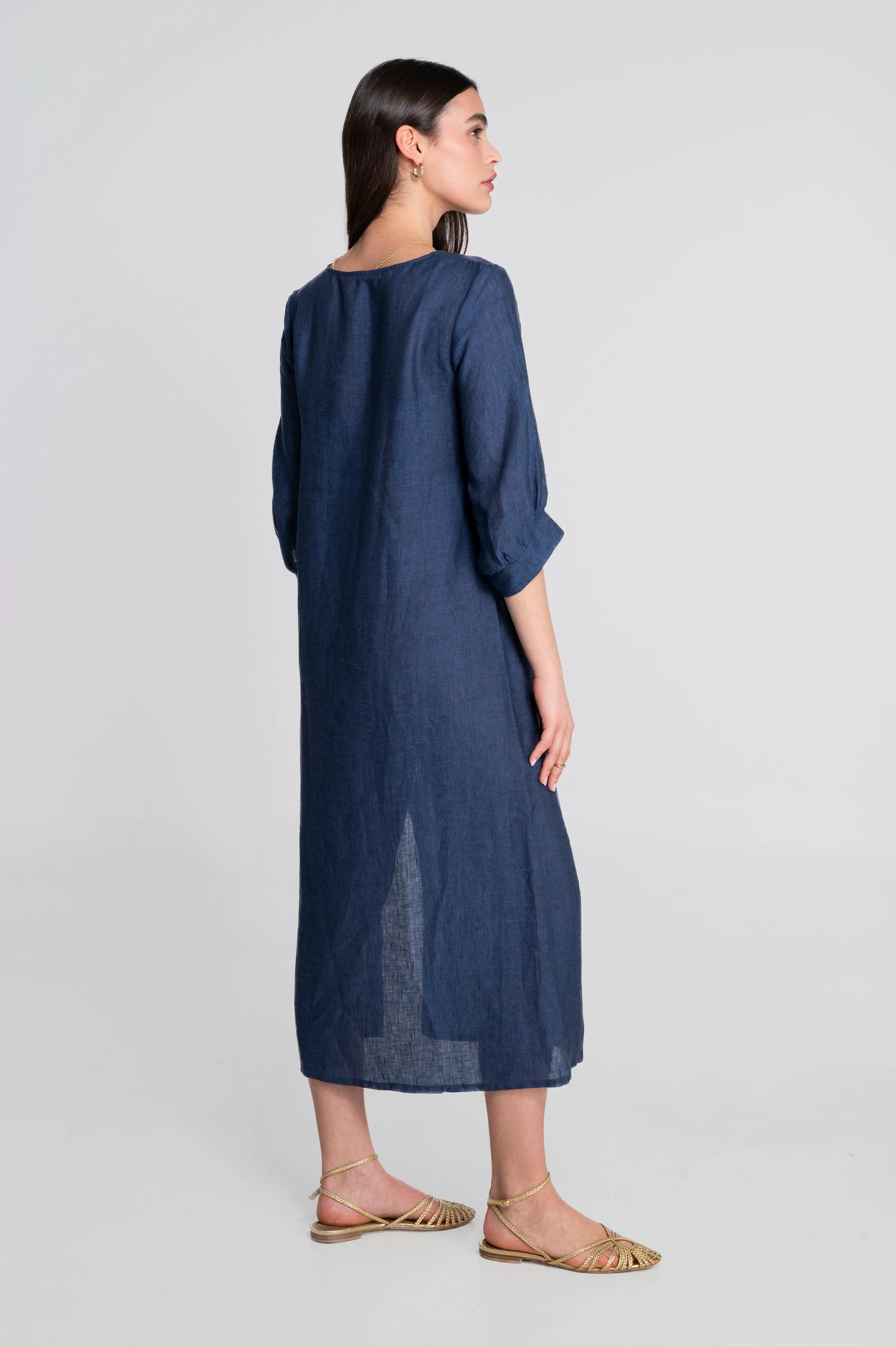 Kaftan-style linen dress 7555L - Image 2