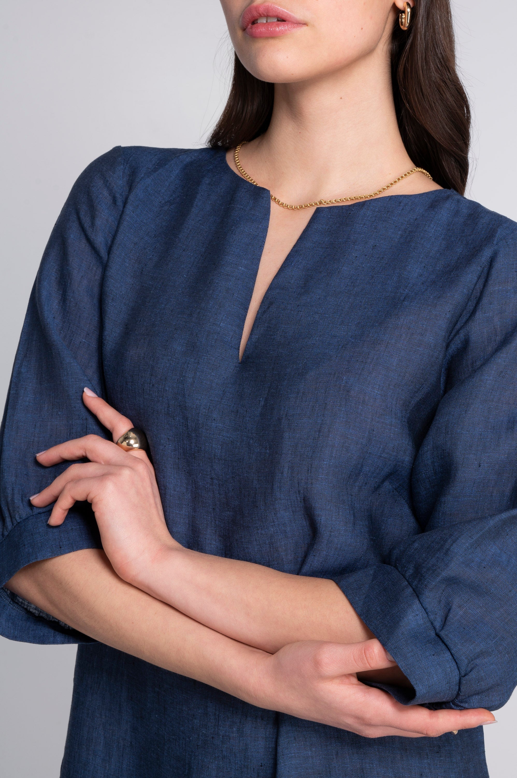 Kaftan-style linen dress 7555L - Image 3