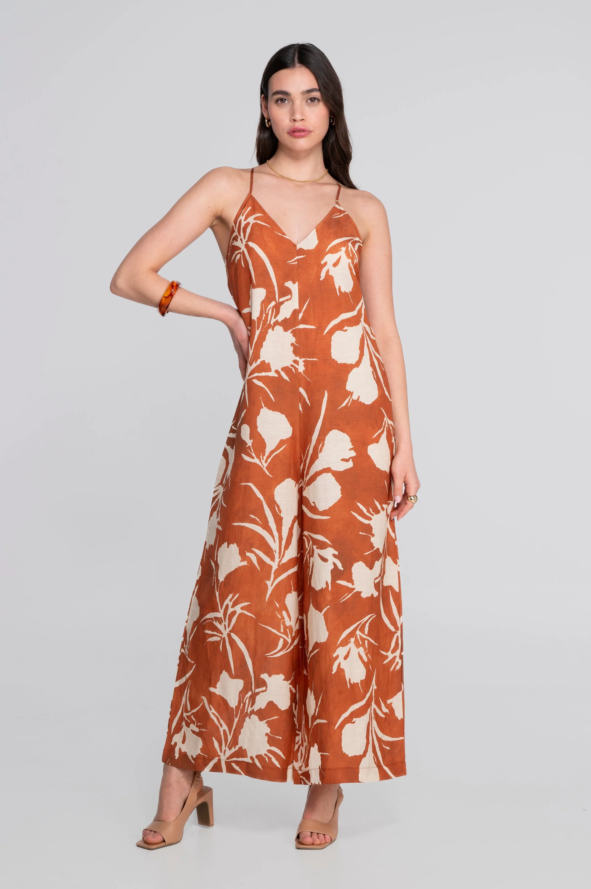 Wide-leg printed linen-viscose jumpsuit 7554VL - Image 5