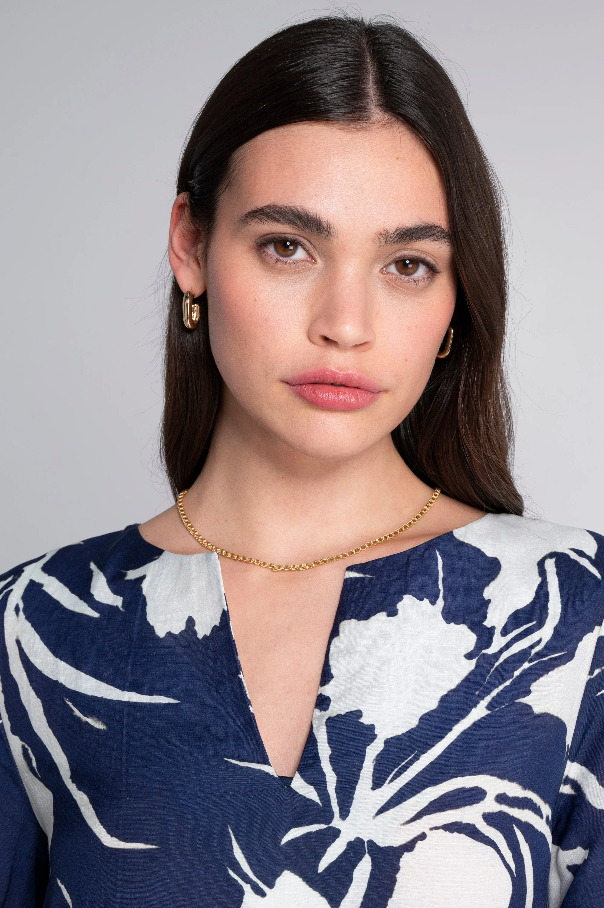 Kaftan-style printed linen-viscose dress 7555VL - Image 3