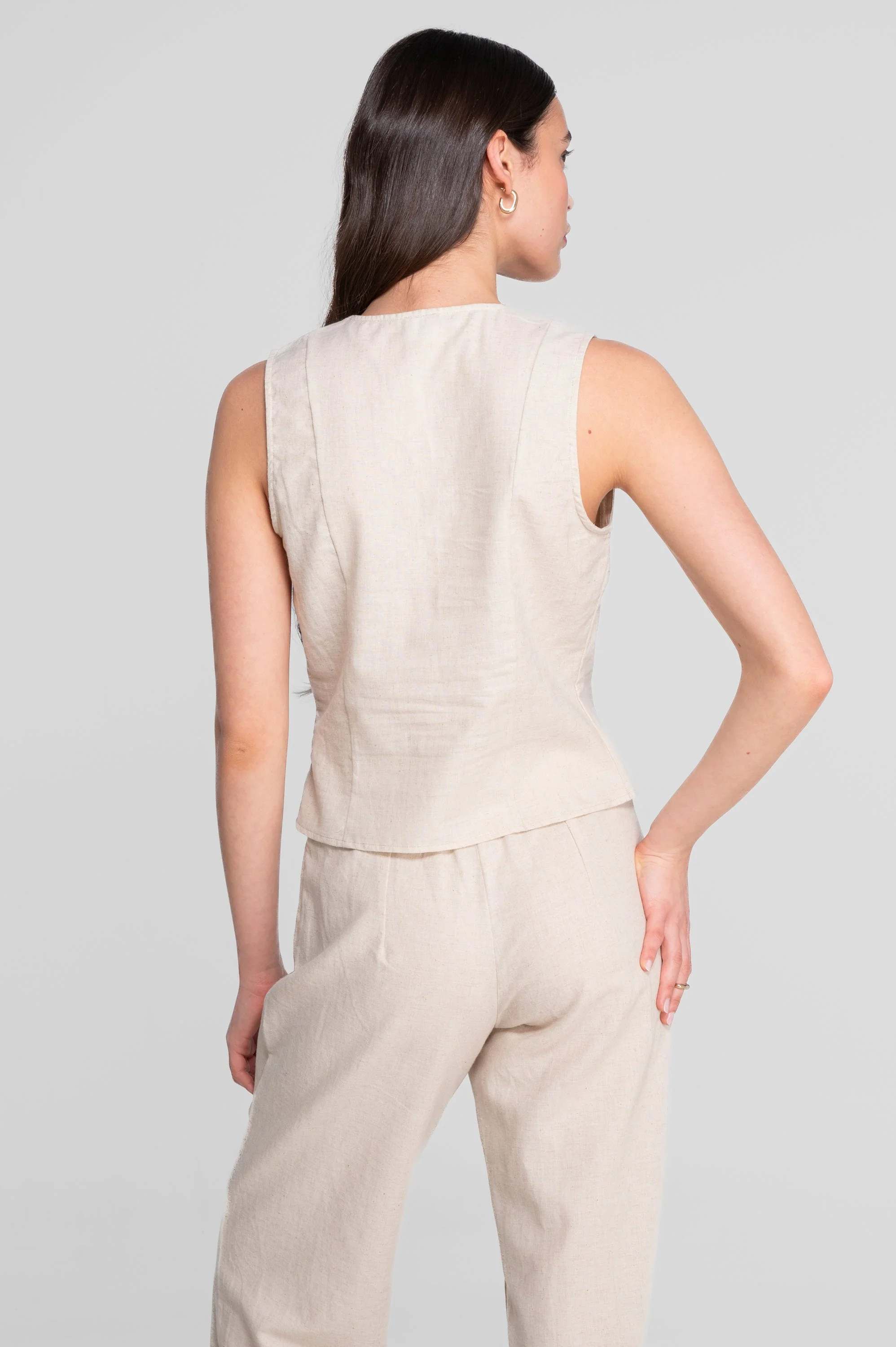 Cotton-linen sleeveless vest 7551CL - Image 2