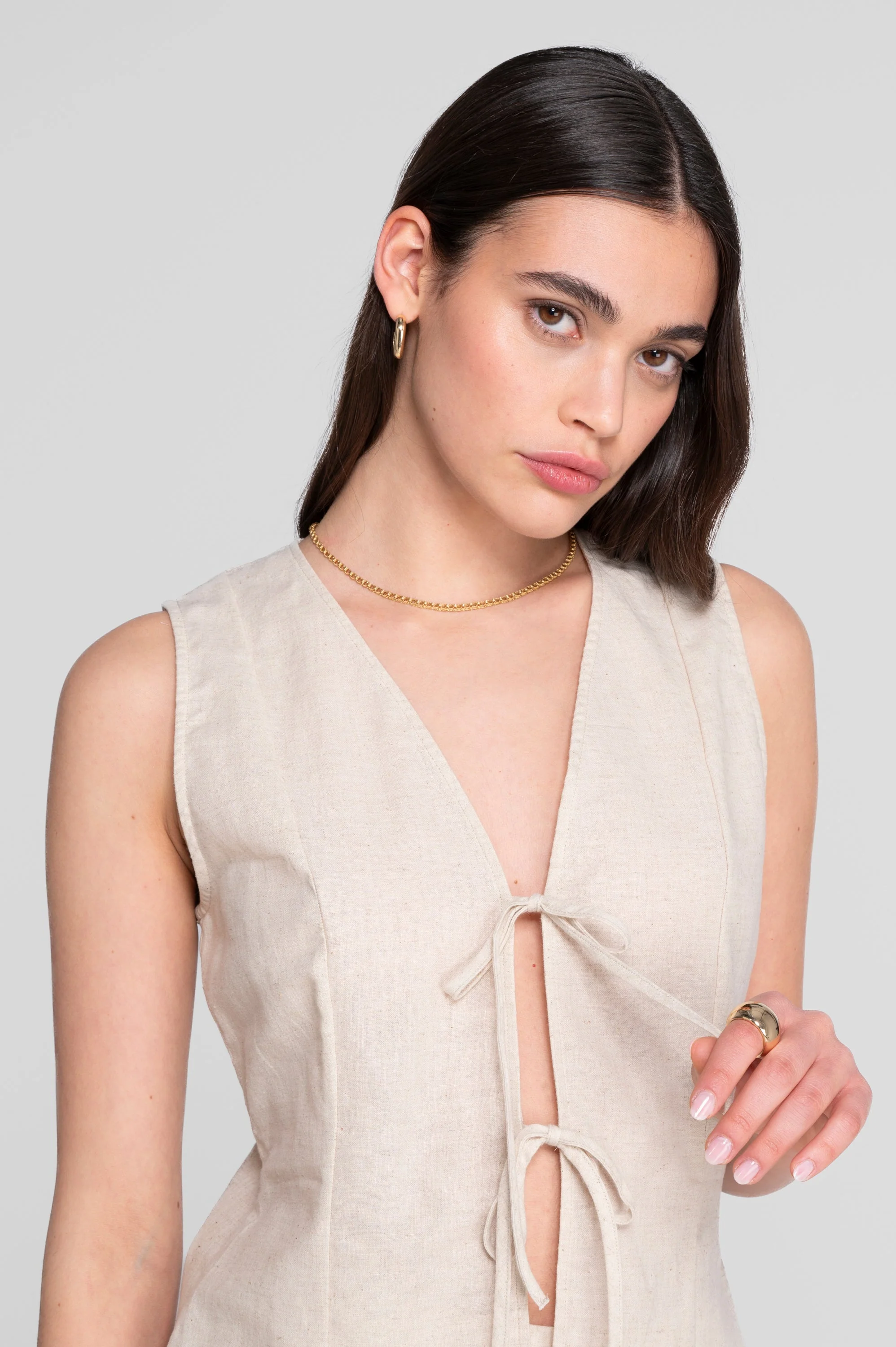 Cotton-linen sleeveless vest 7551CL - Image 3