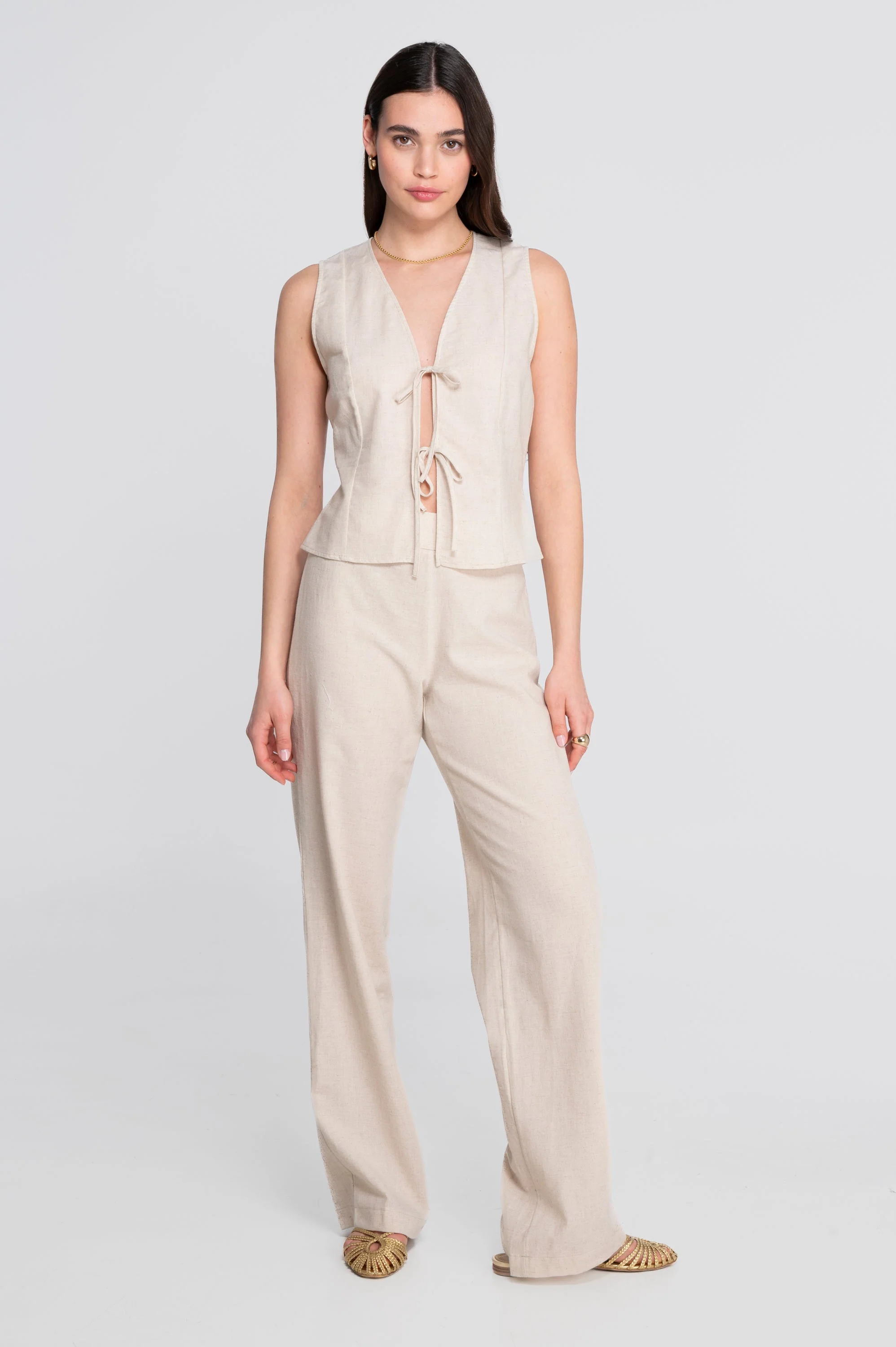 Cotton-linen sleeveless vest 7551CL - Image 4