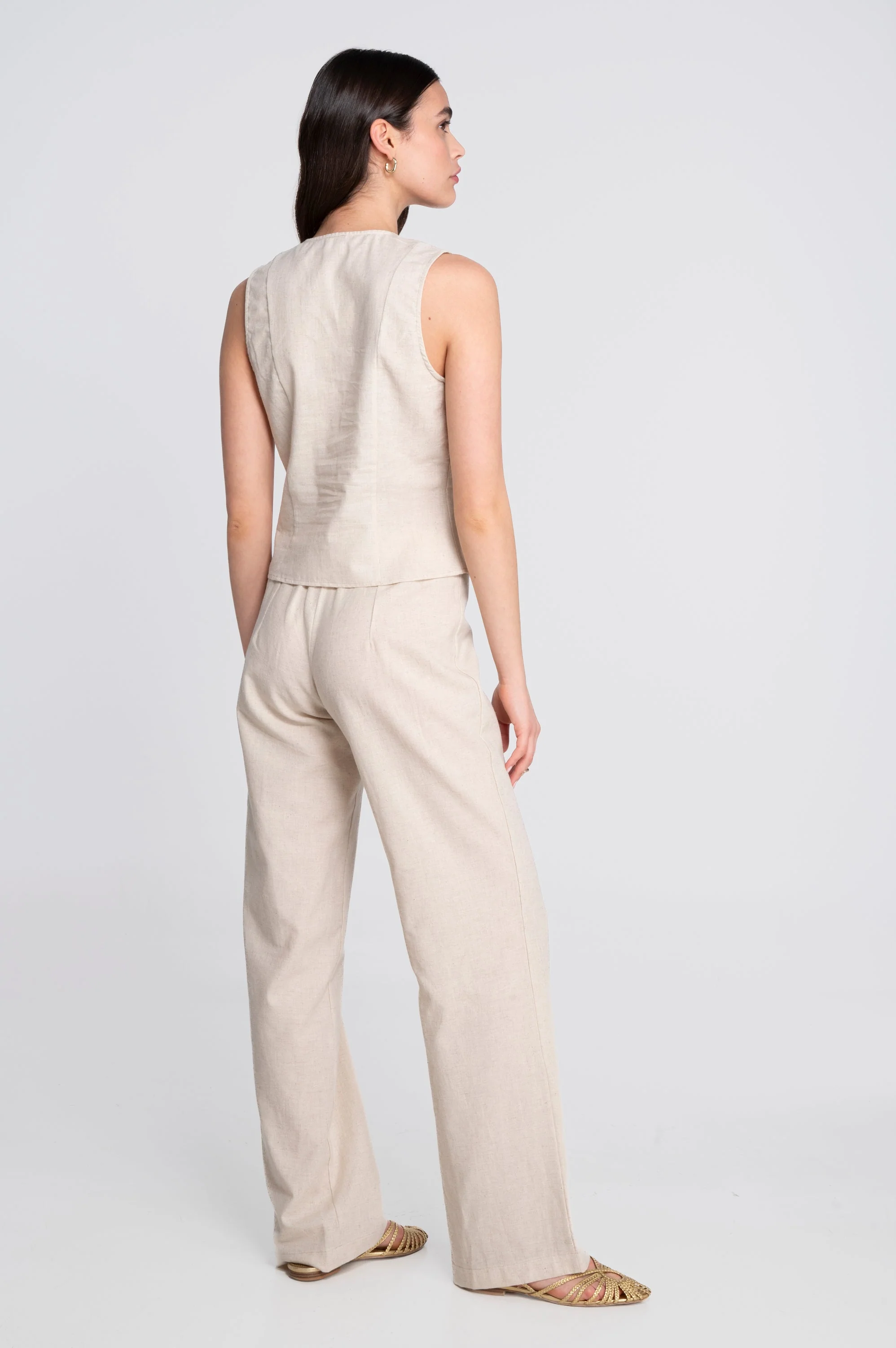 Cotton-linen sleeveless vest 7551CL - Image 5