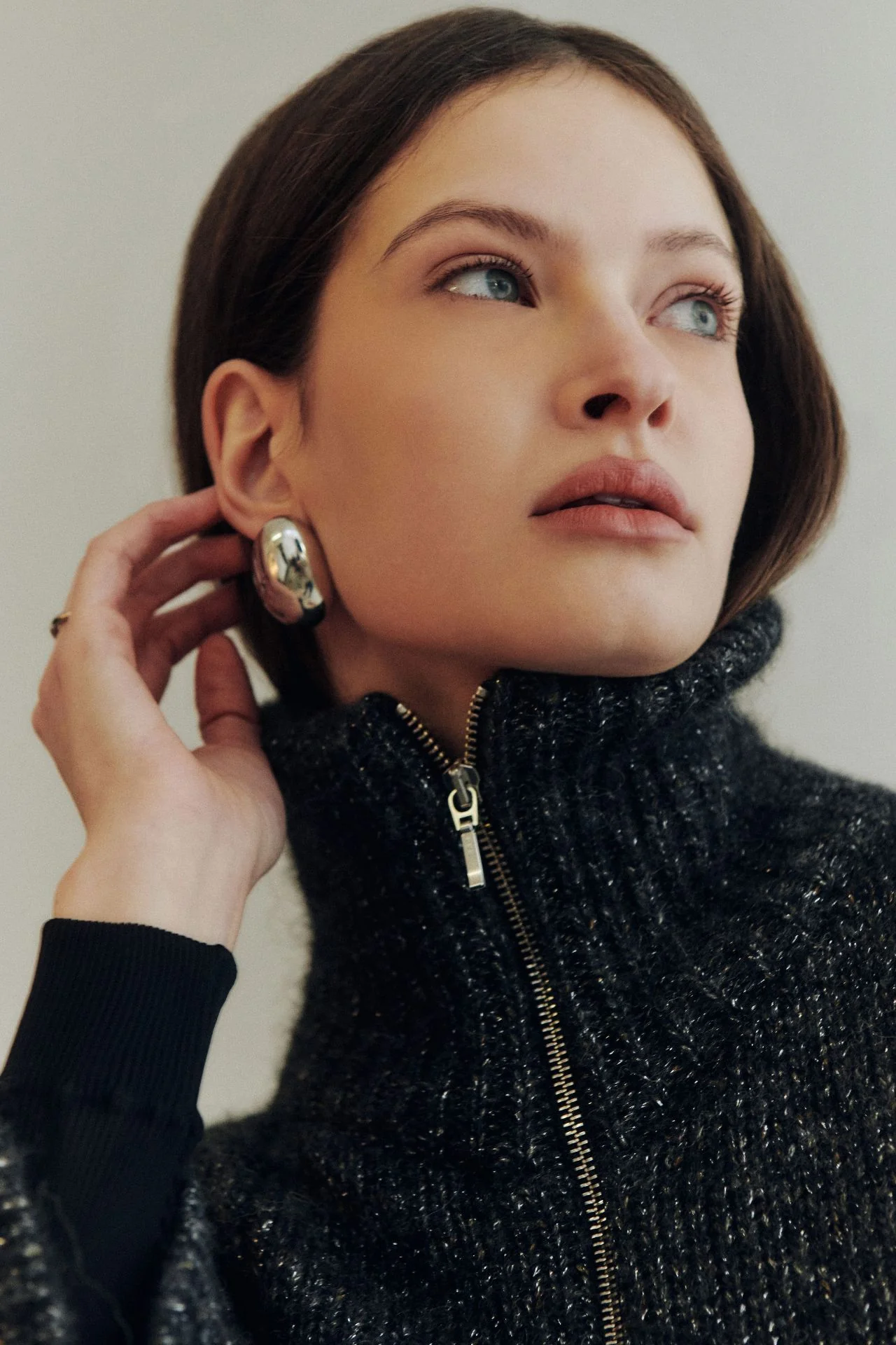 Zip jacket in alpaca blend with lurex 7660 - Image 3