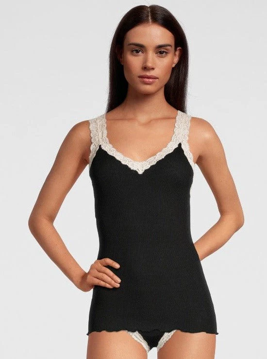 Wool and Silk Tank Top with leavers lace 3403