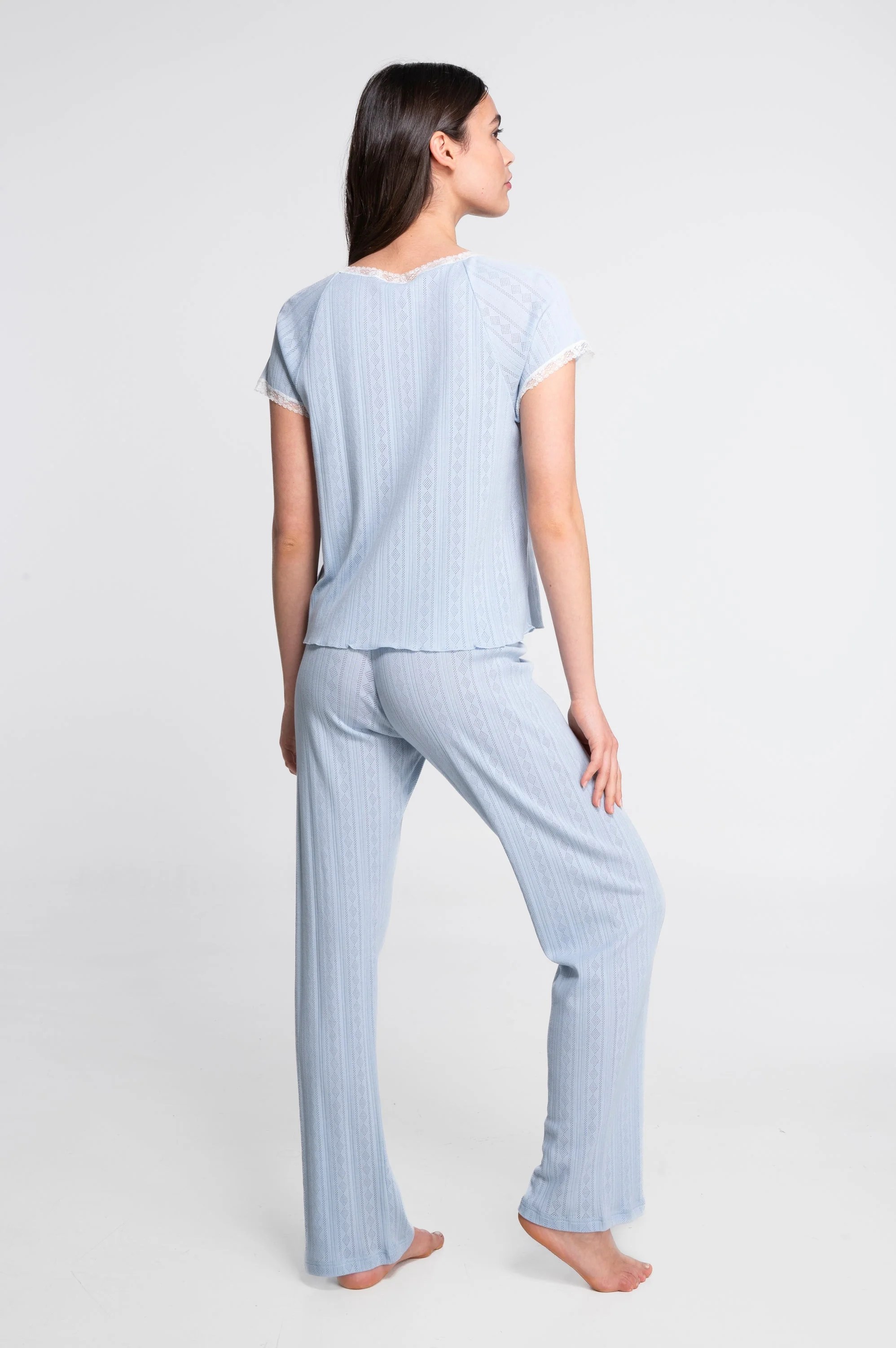 Straight-leg pants in ajourè cotton 7549 - Image 4