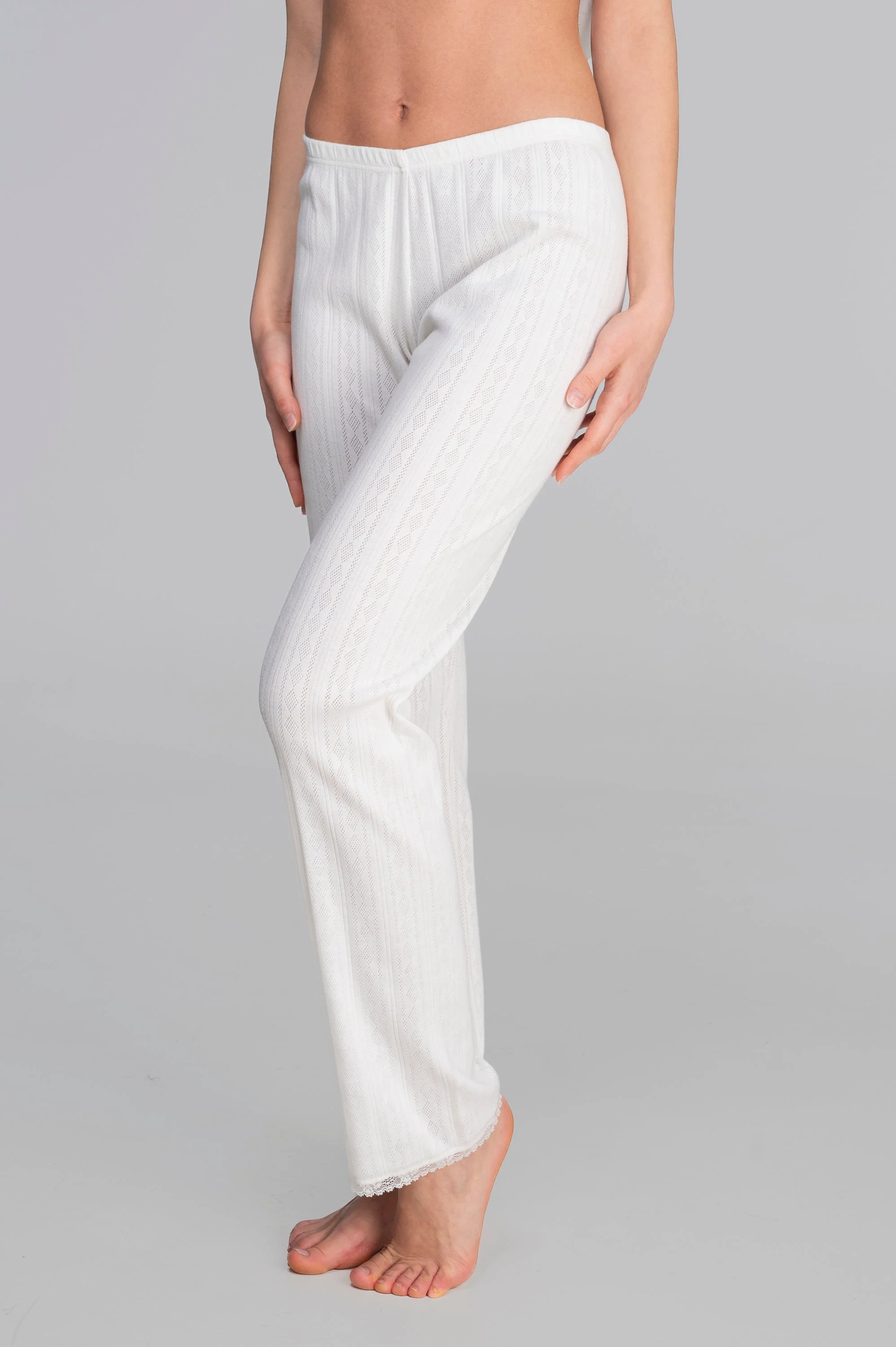 Straight-leg pants in ajourè cotton 7549 - Image 5