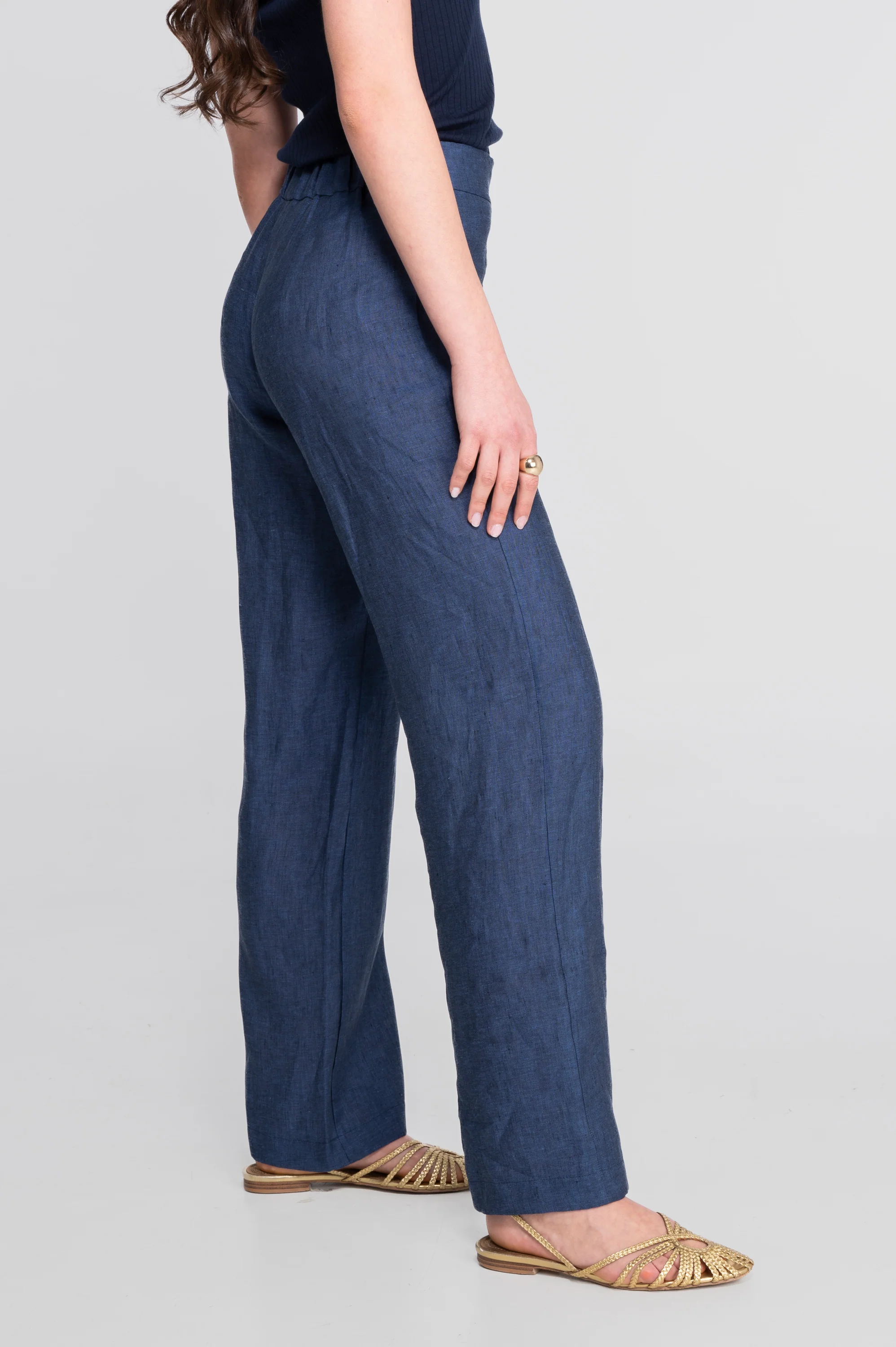Wide-leg linen trousers 7536L - Image 10