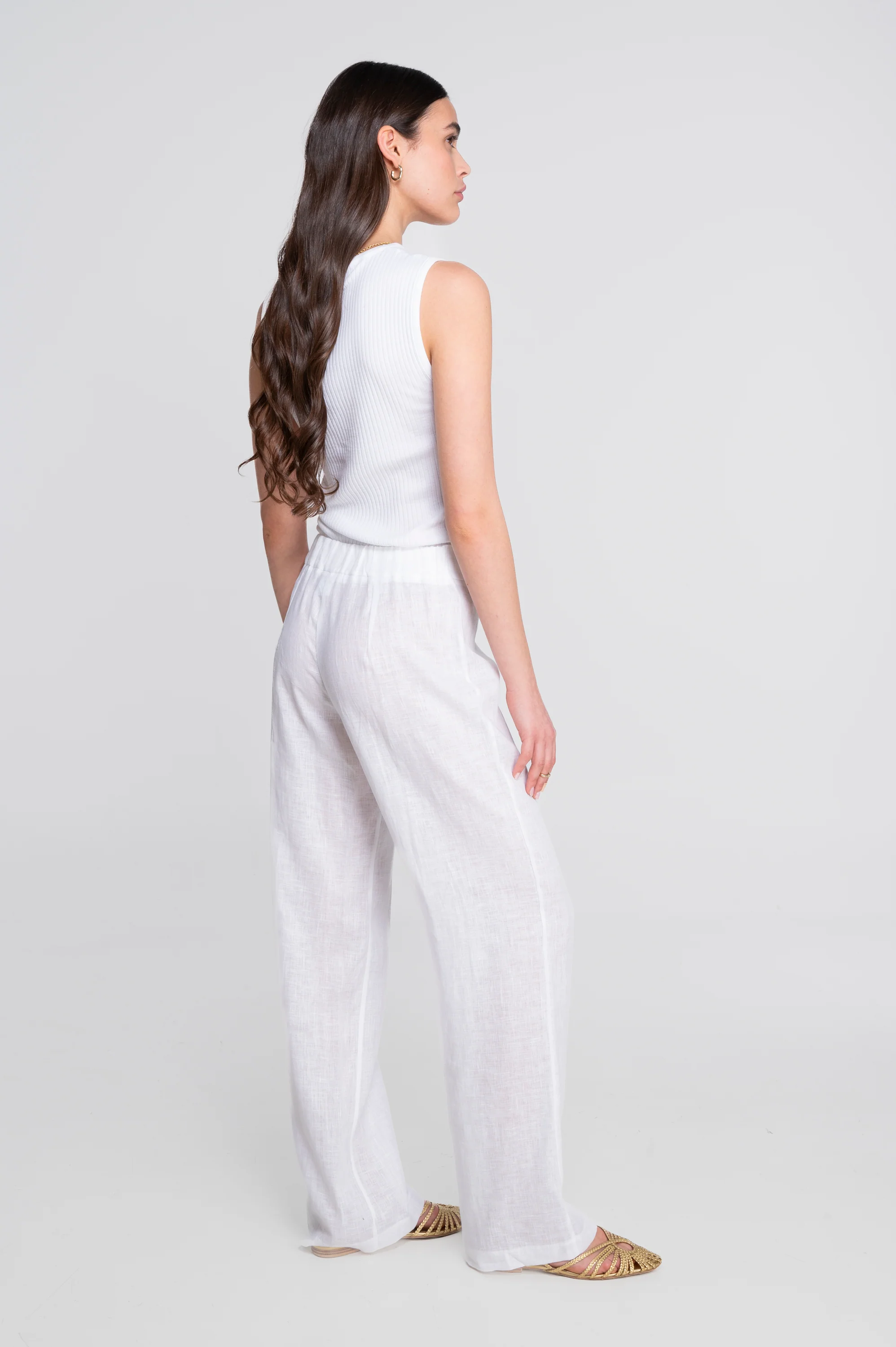 Wide-leg linen trousers 7536L - Image 2