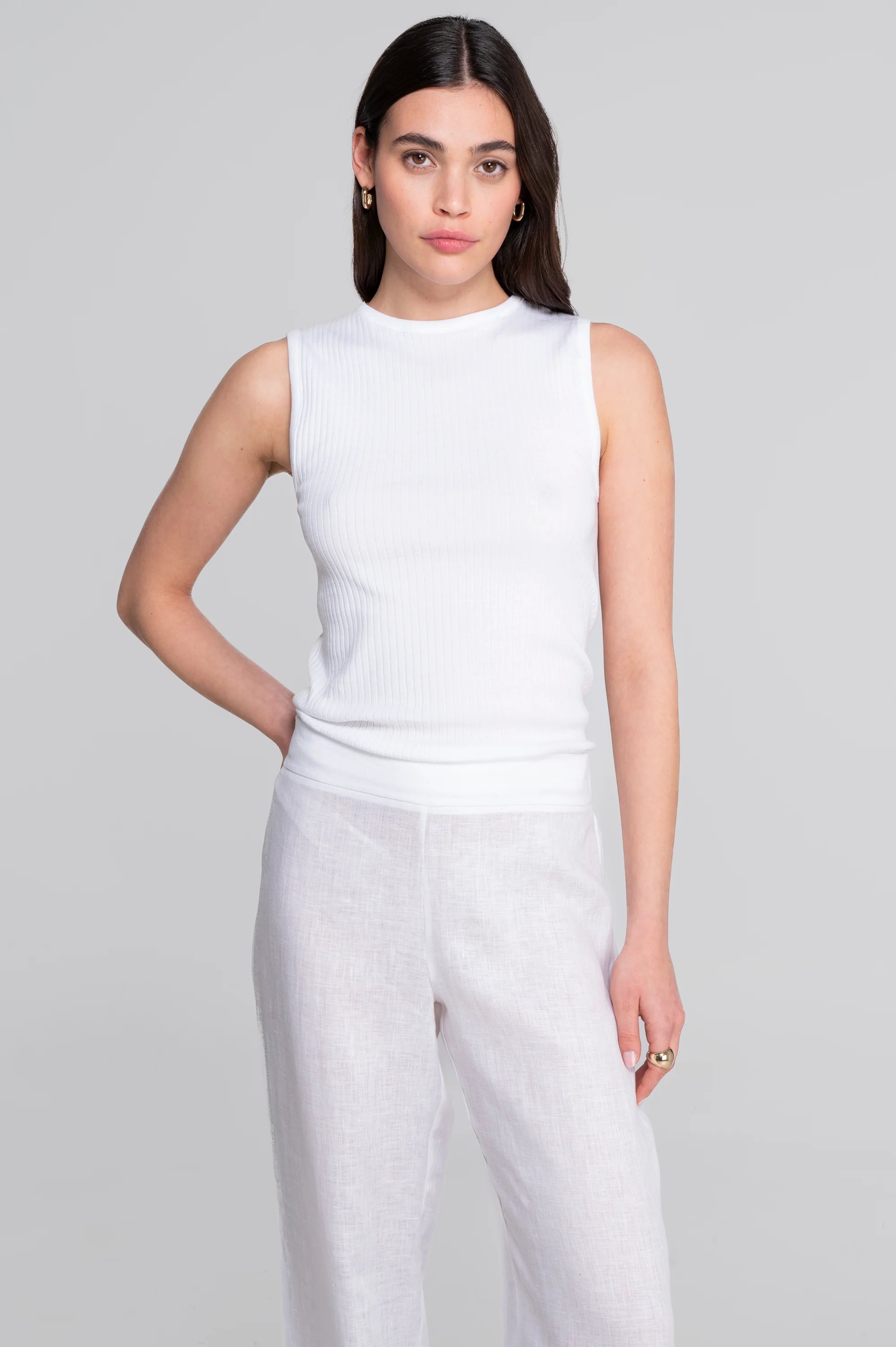 Wide-leg linen trousers 7536L - Image 3