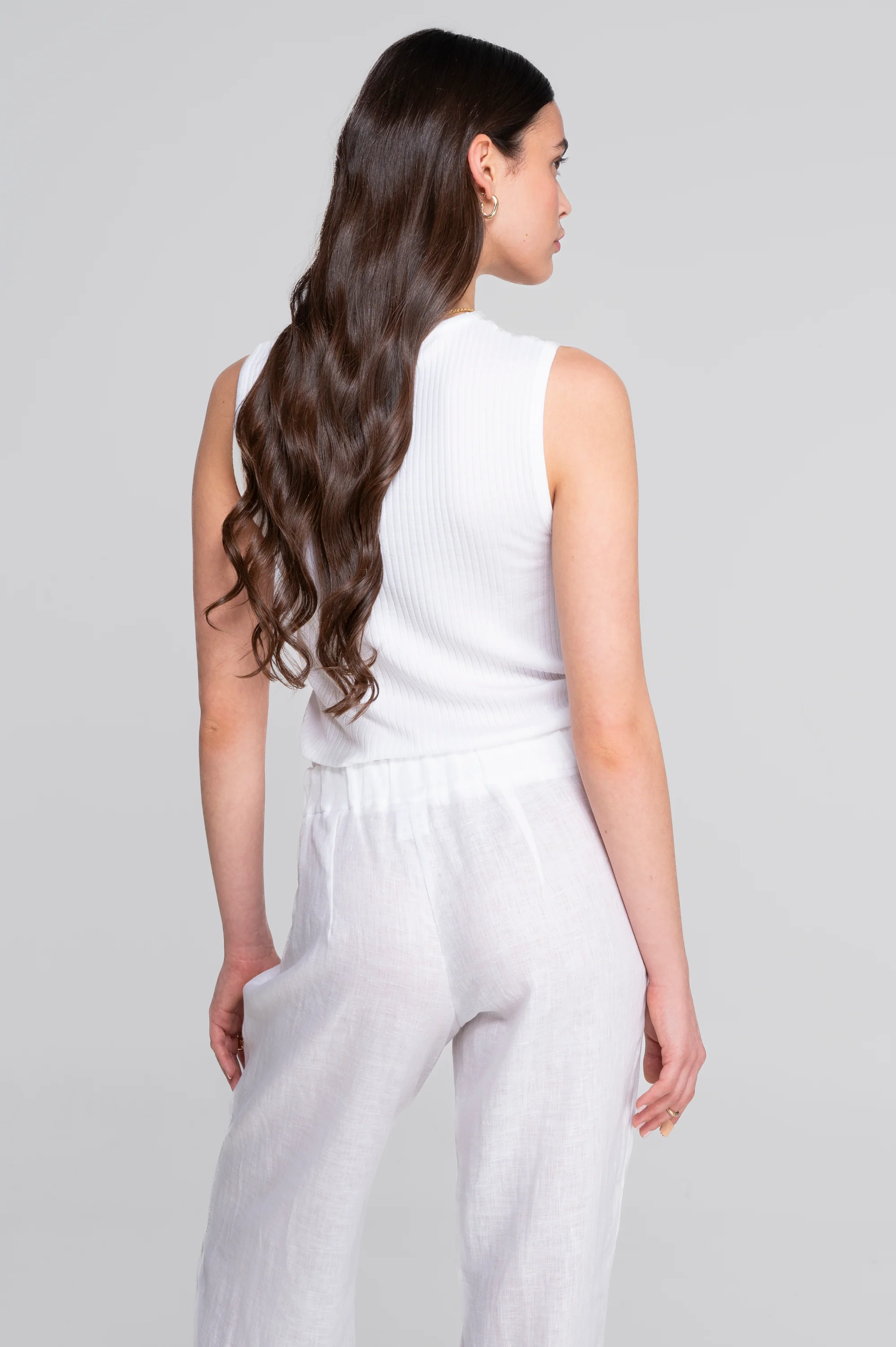 Wide-leg linen trousers 7536L - Image 4