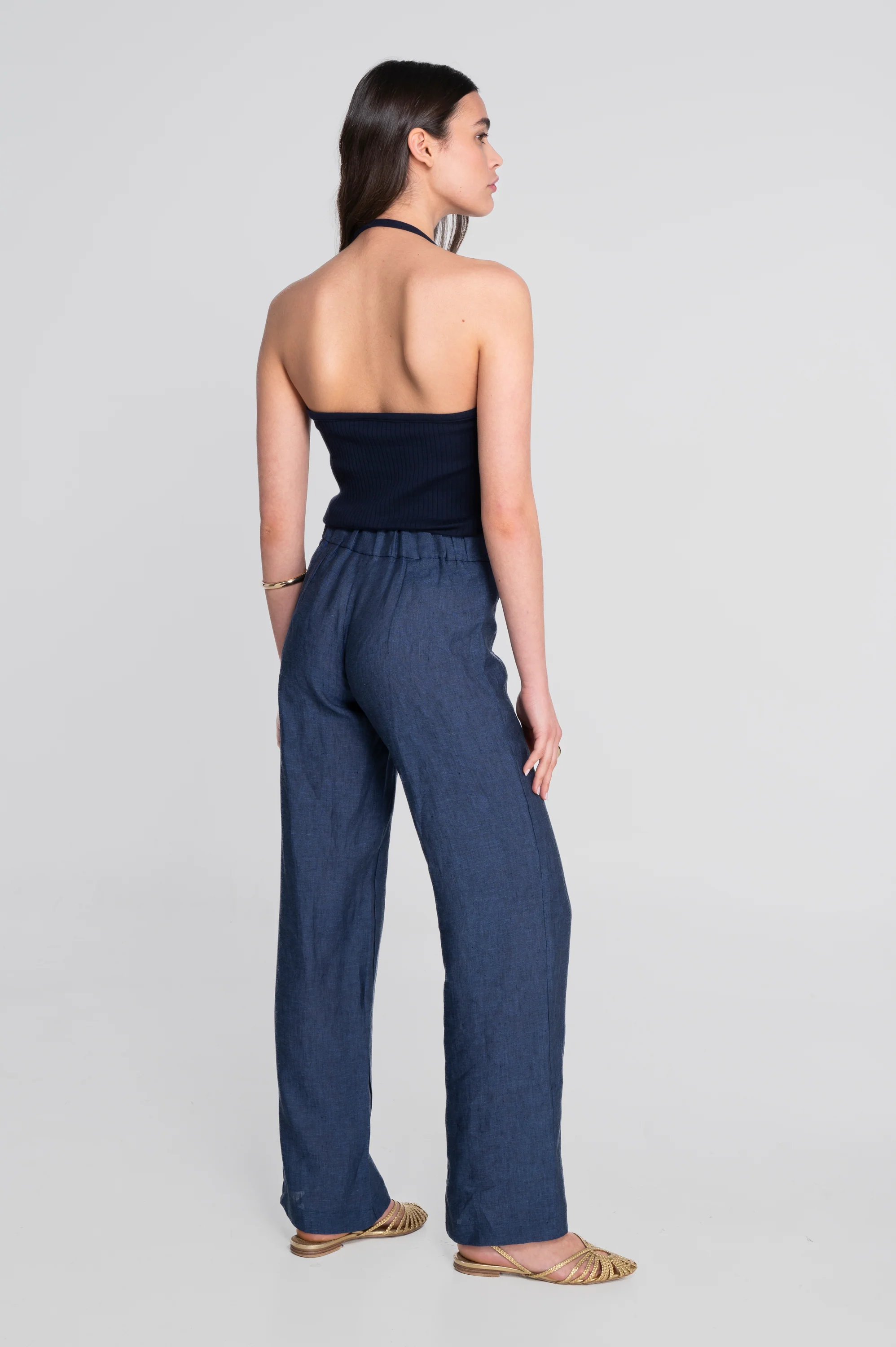 Wide-leg linen trousers 7536L - Image 7
