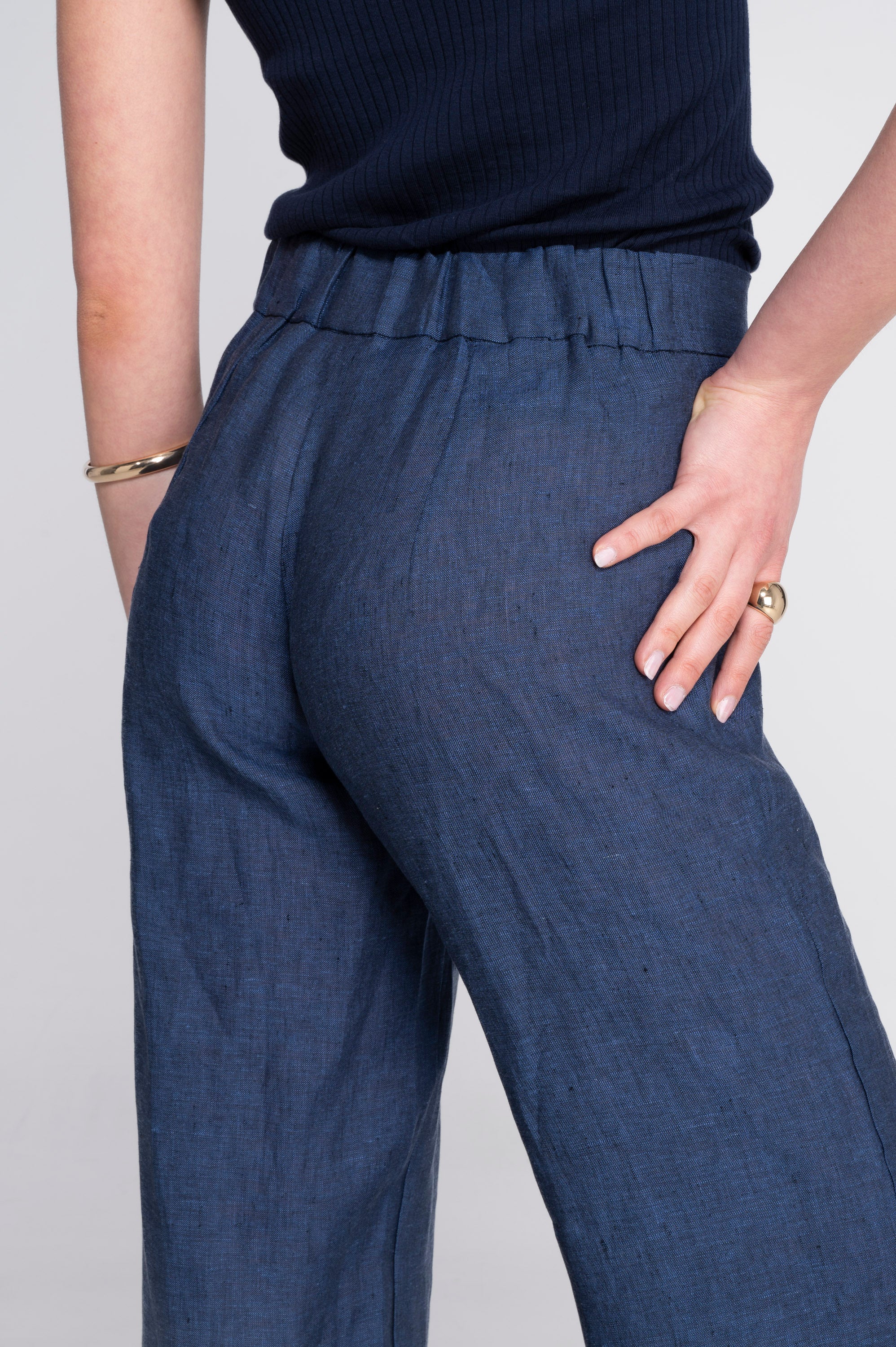 Wide-leg linen trousers 7536L - Image 9