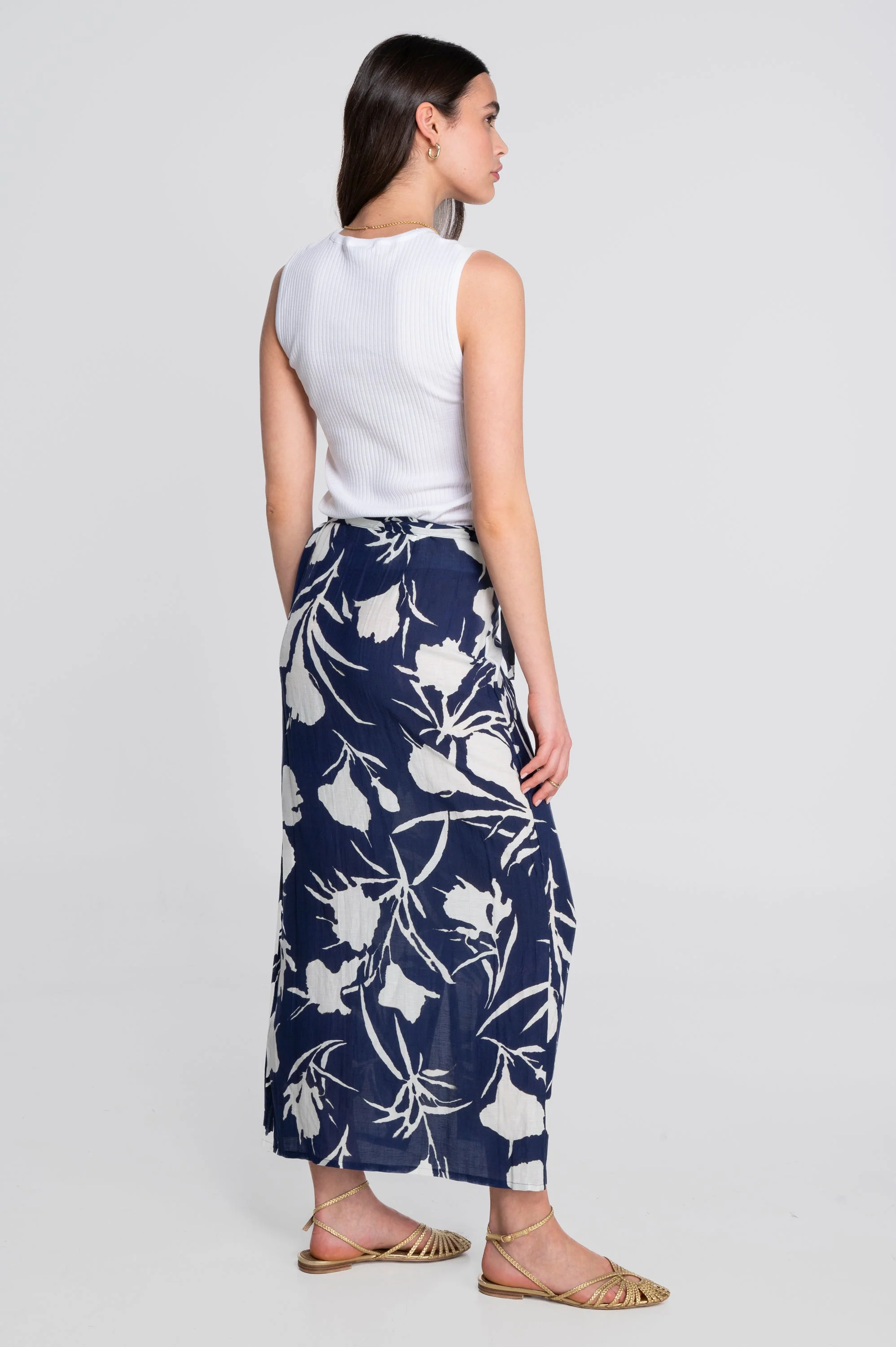 Printed linen-viscose wrap skirt 7535VL - Image 7