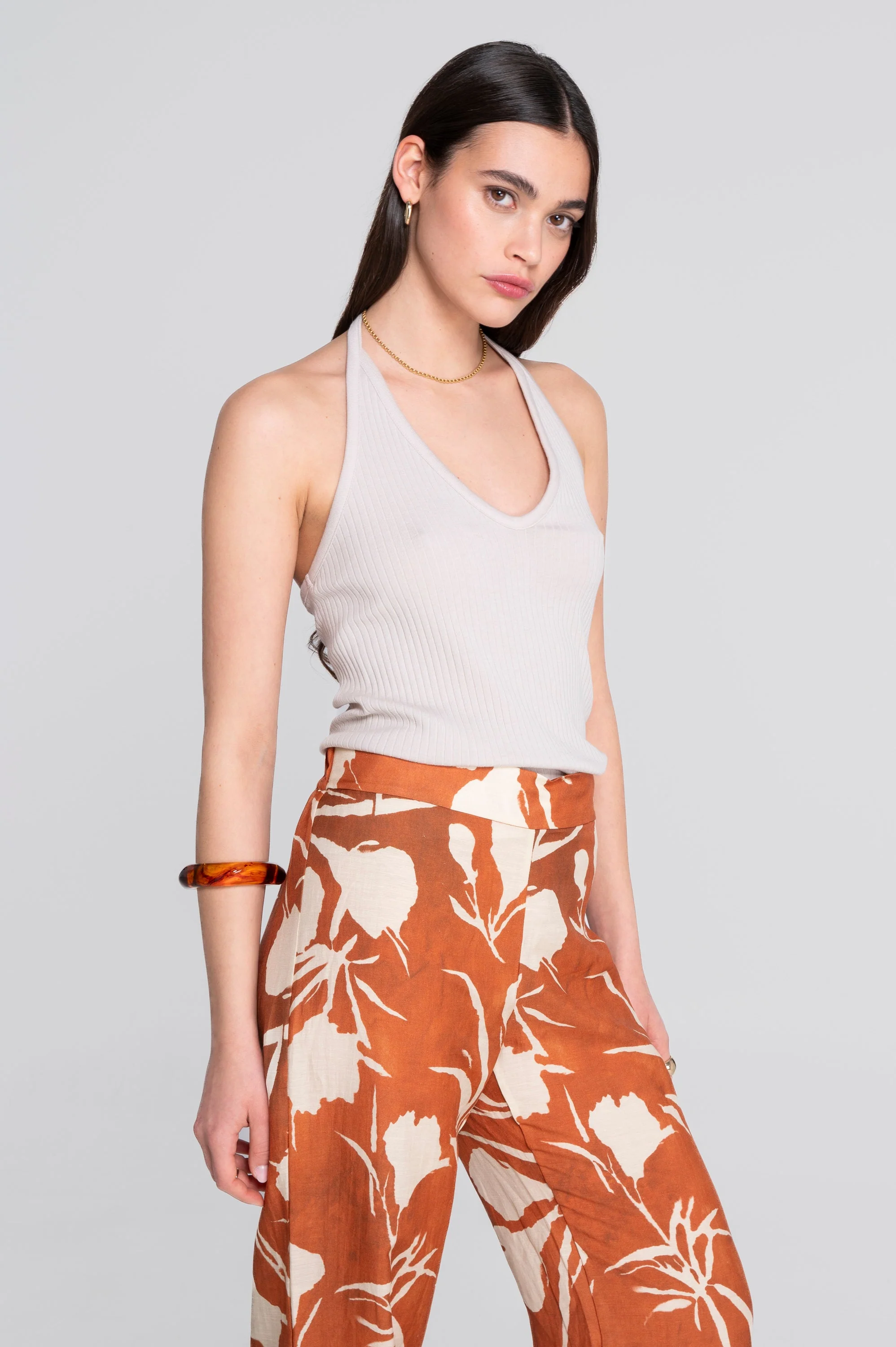 Wide-leg printed linen-viscose trousers 7536VL - Image 10