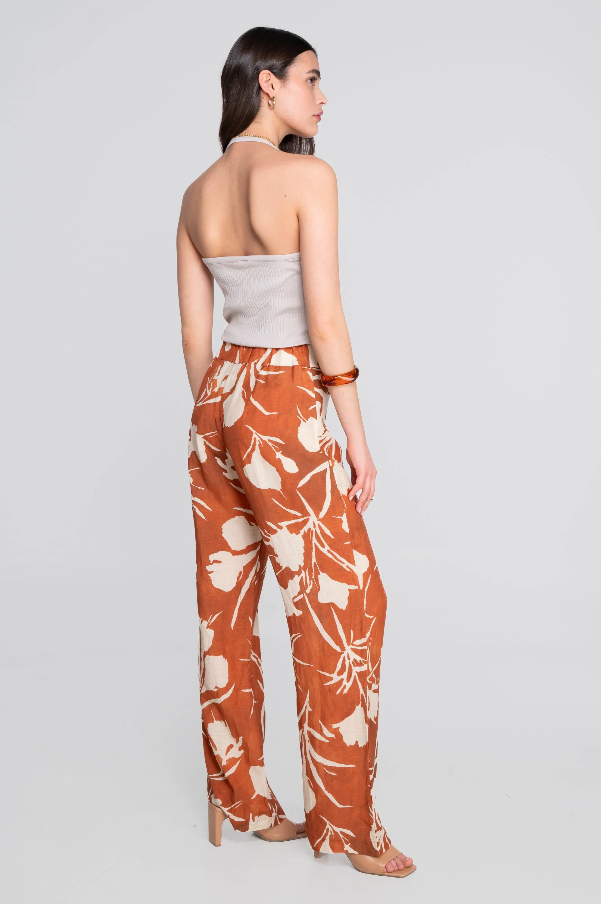 Wide-leg printed linen-viscose trousers 7536VL - Image 9