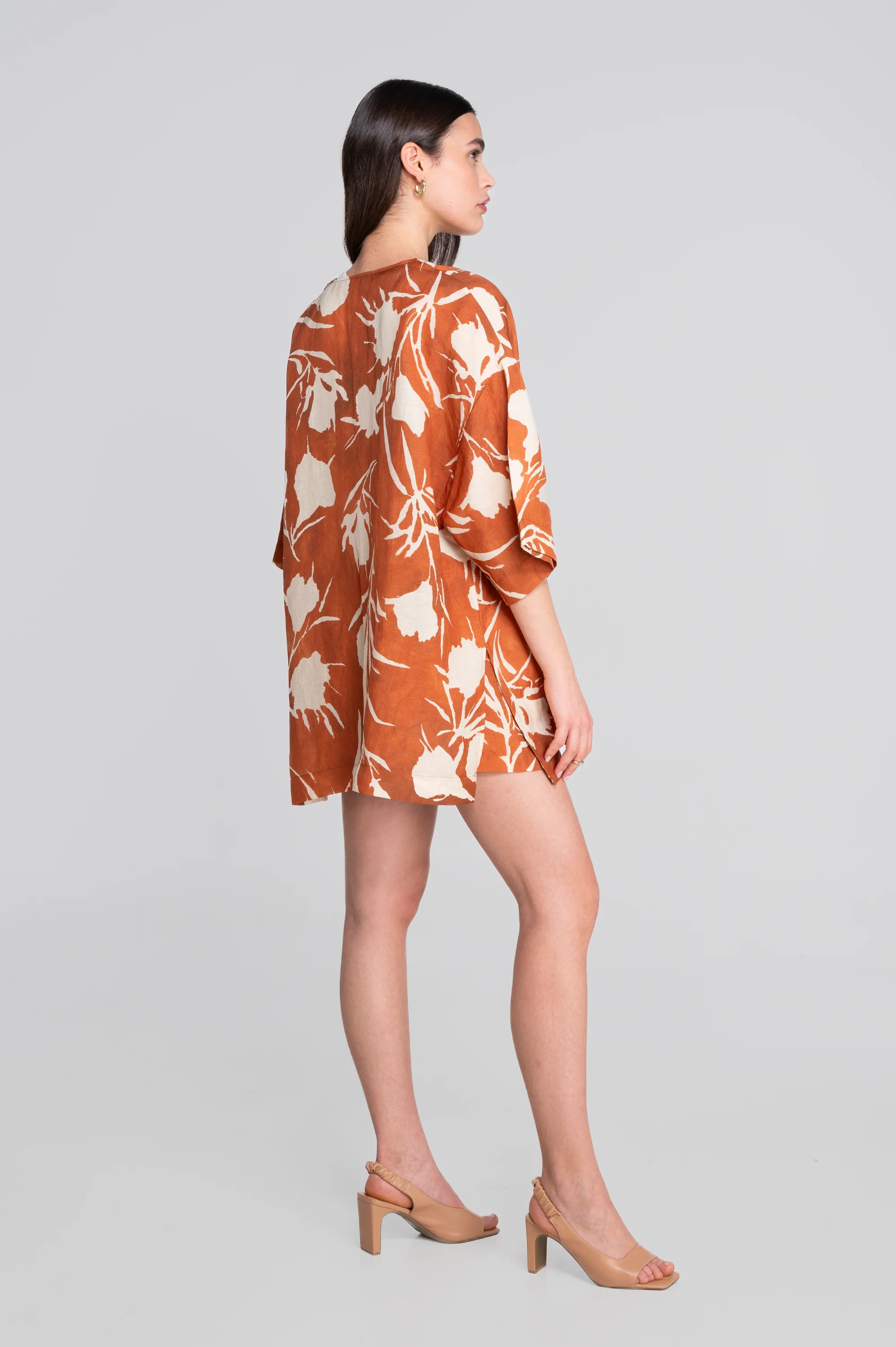 Pinted linen-viscose kimono 7553VL - Image 10