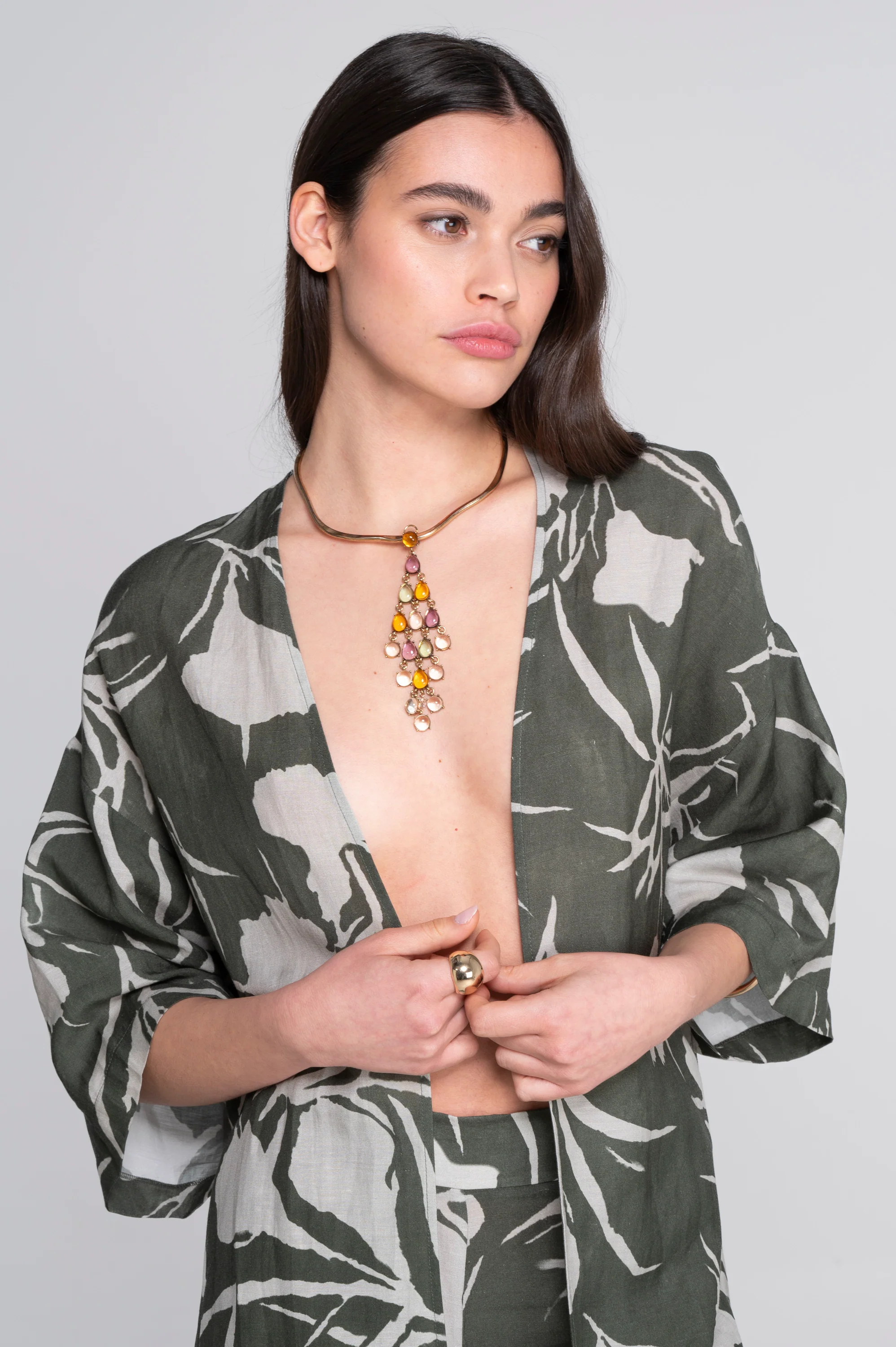 Pinted linen-viscose kimono 7553VL - Image 3