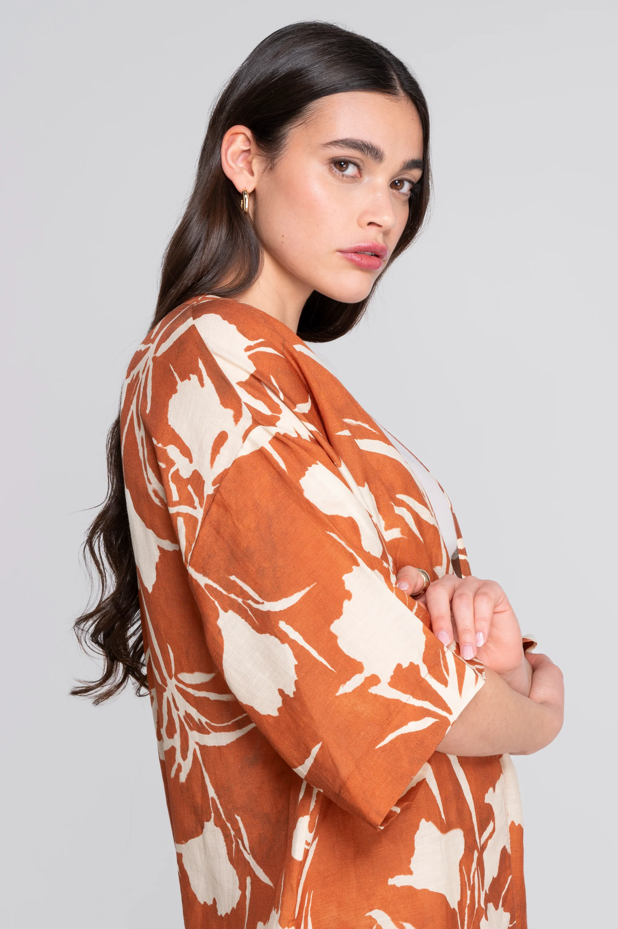 Pinted linen-viscose kimono 7553VL - Image 8