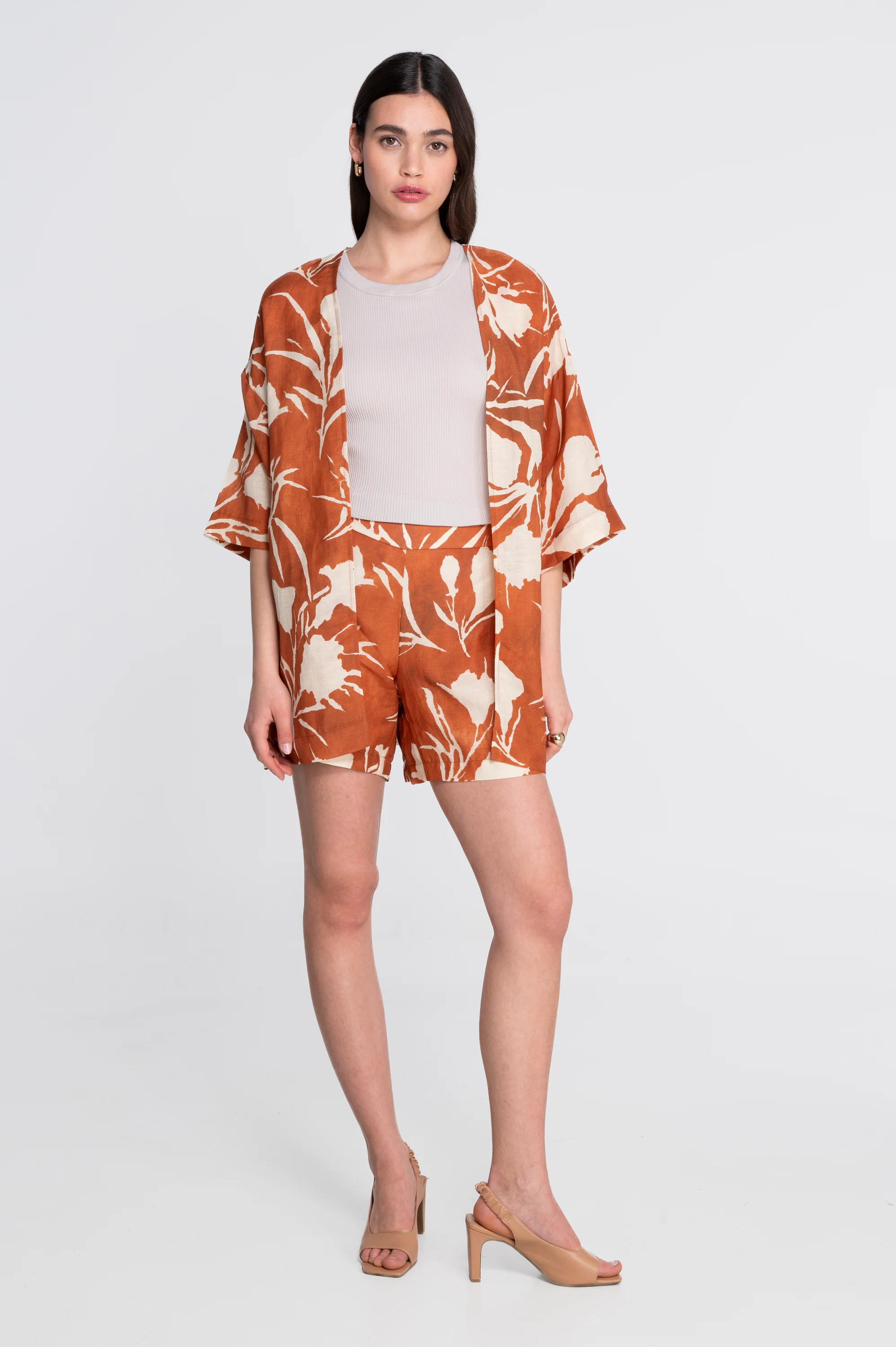Pinted linen-viscose kimono 7553VL - Image 9