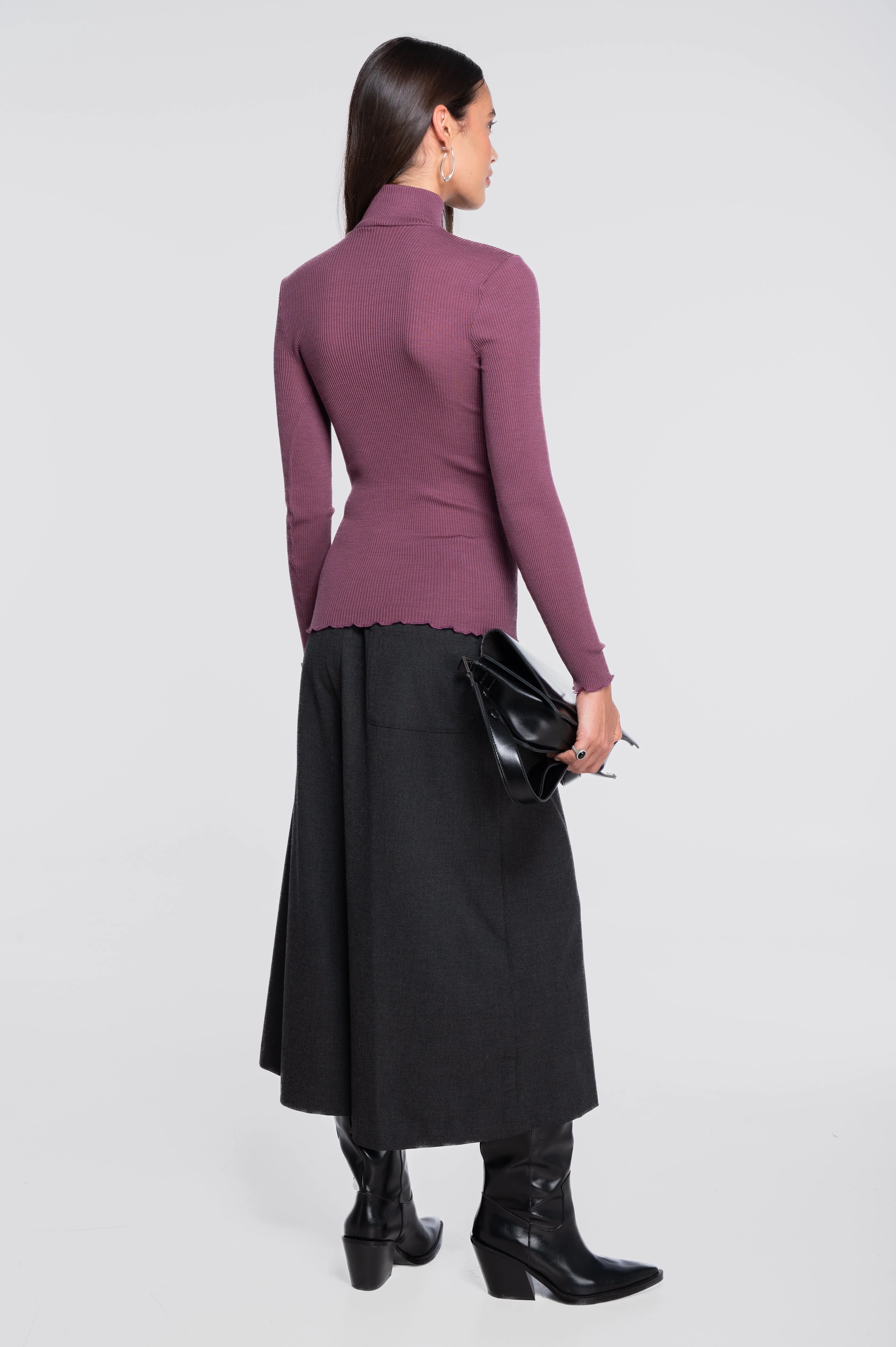 Wool and silk long sleeves mock neck shirt 3429 - Image 18
