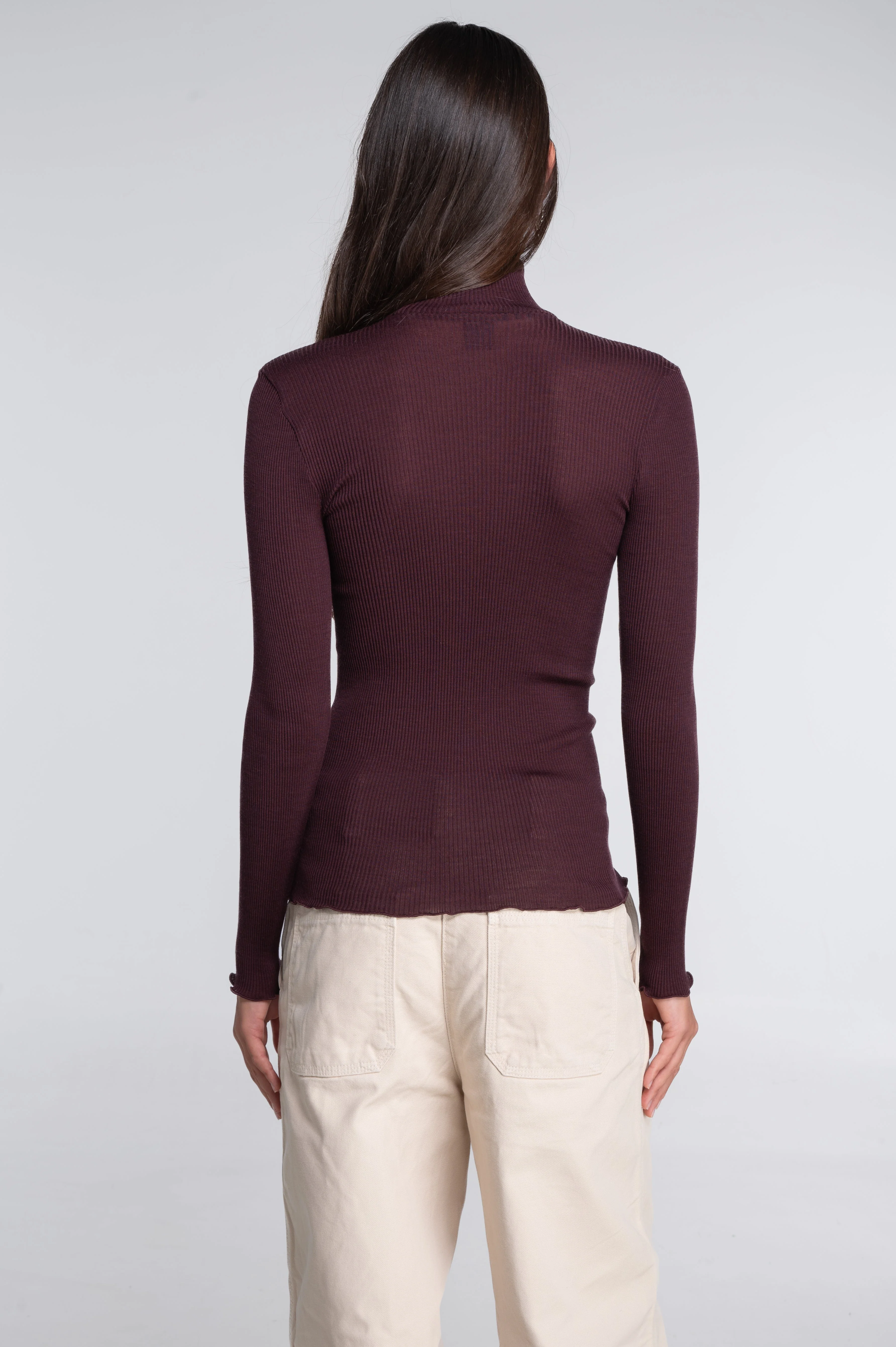 Wool and silk long sleeves mock neck shirt 3429 - Image 3