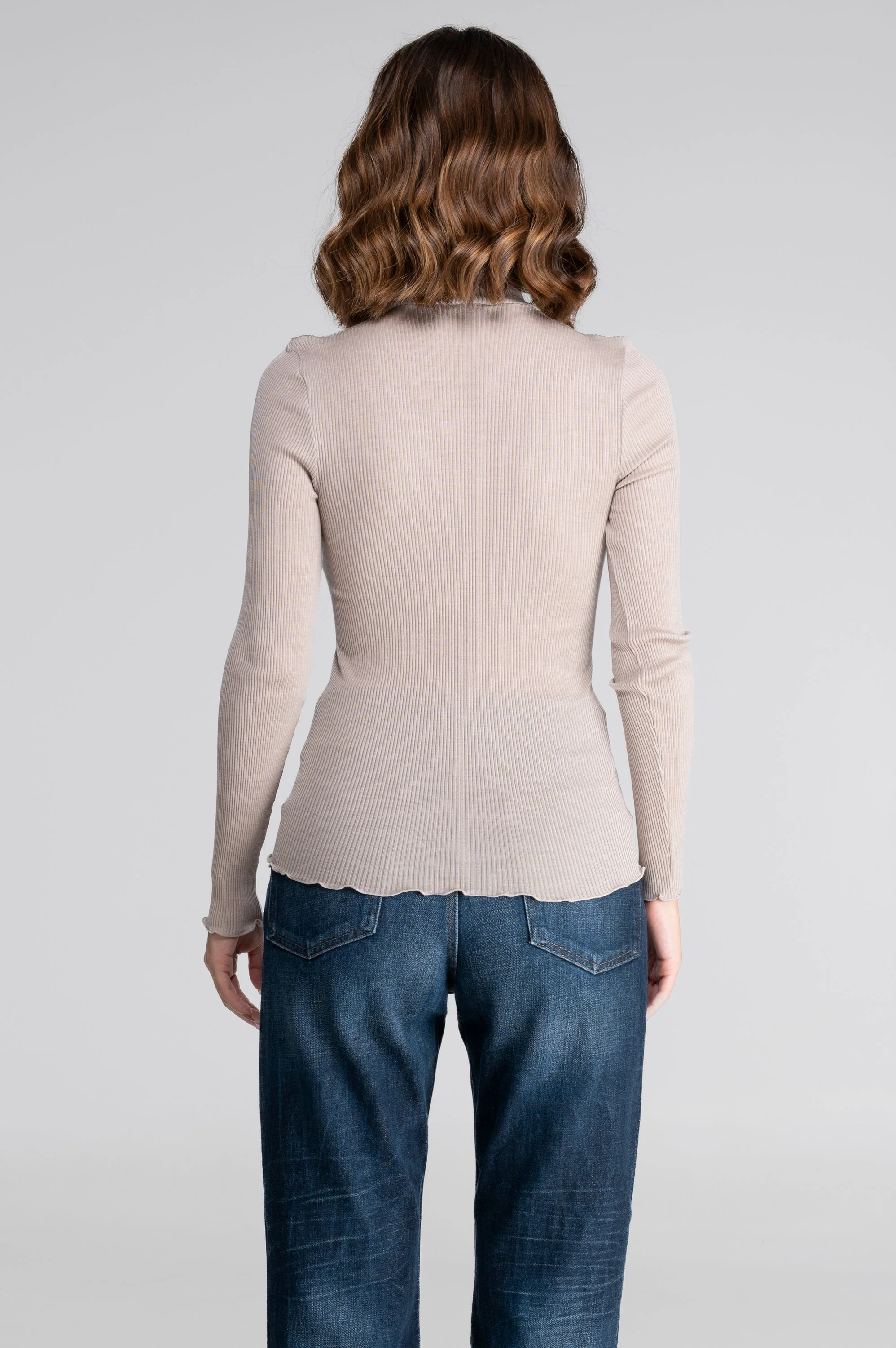 Wool and silk long sleeves mock neck shirt 3429 - Image 33