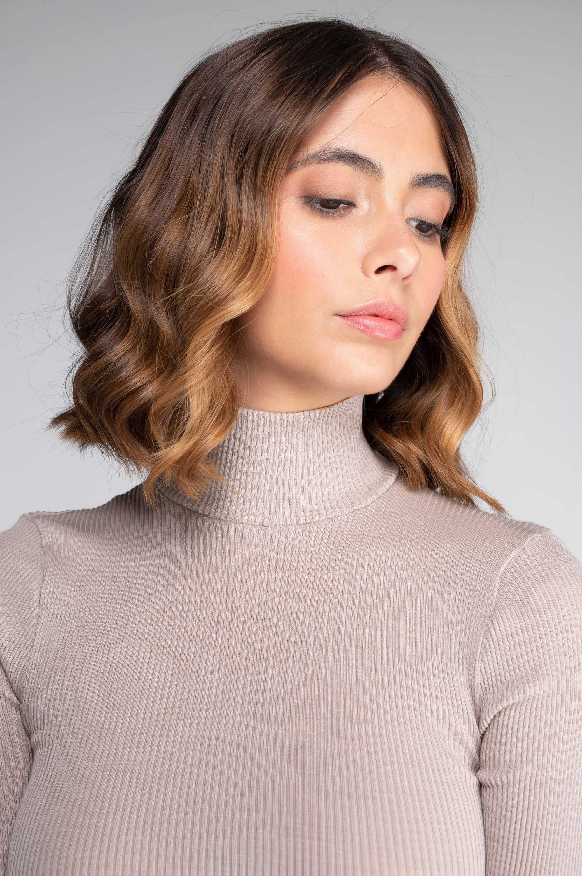 Wool and silk long sleeves mock neck shirt 3429 - Image 34