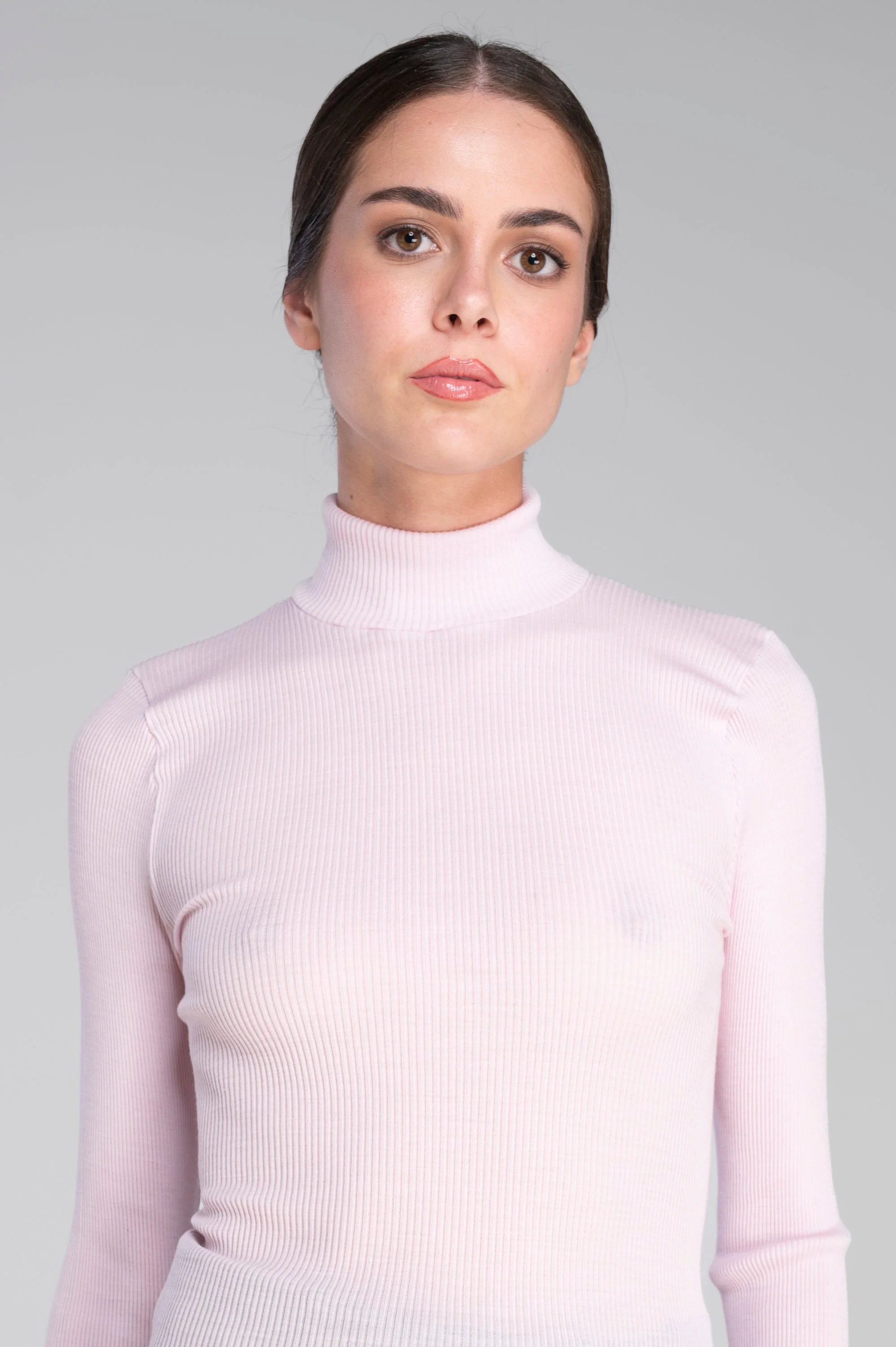 Wool and silk long sleeves mock neck shirt 3429 - Image 42