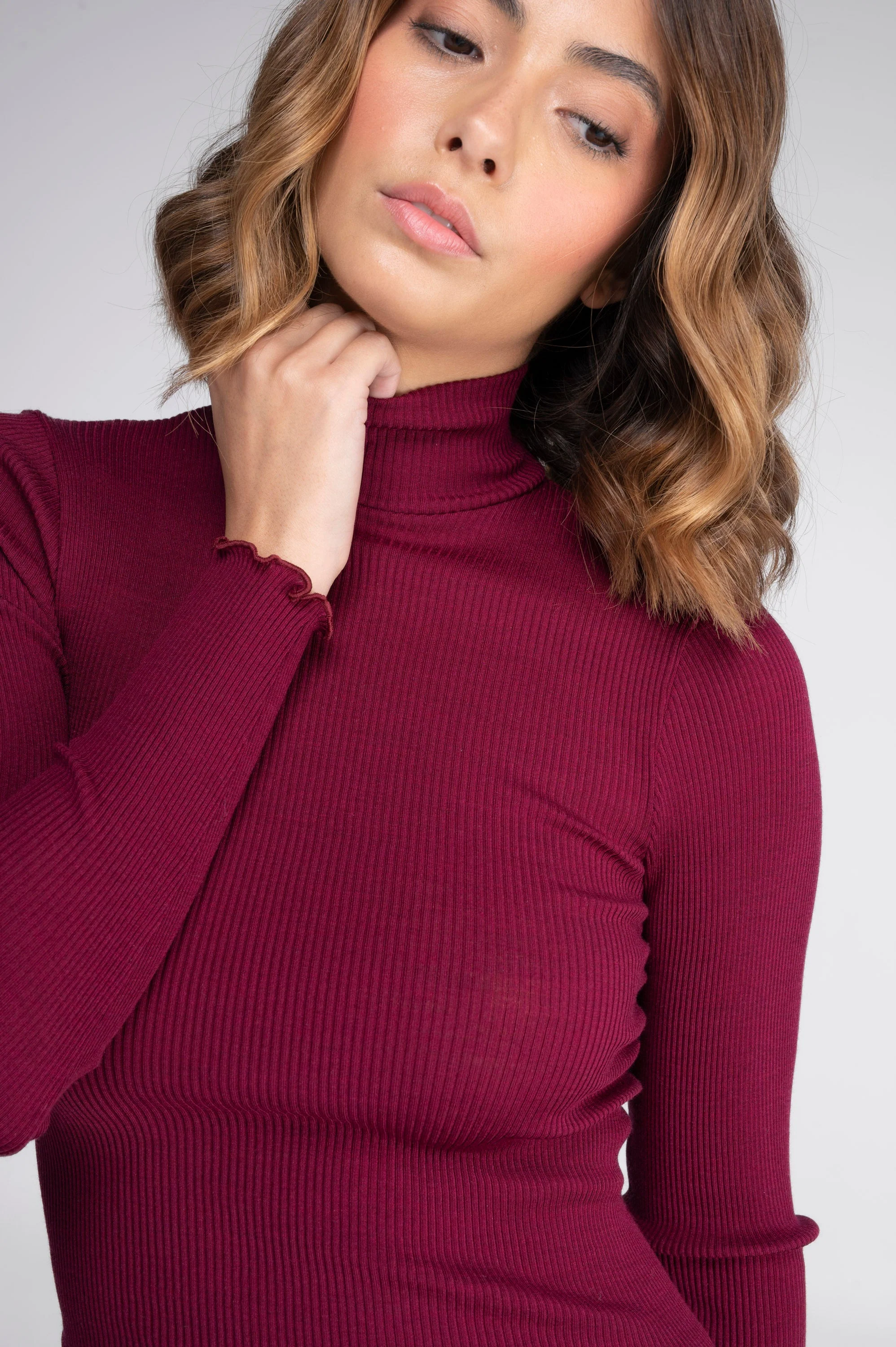 Wool and silk long sleeves mock neck shirt 3429 - Image 46