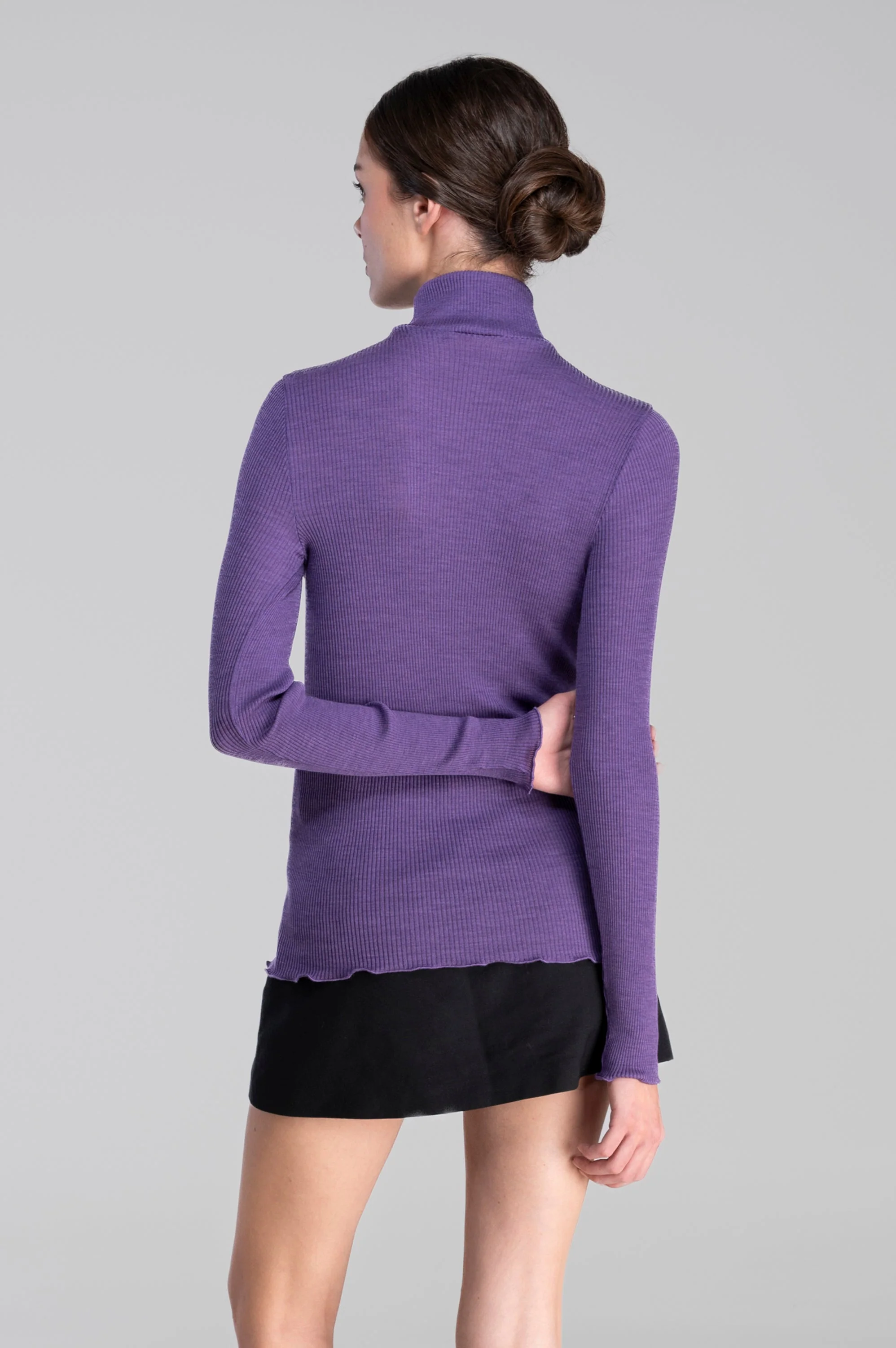 Wool and silk long sleeves mock neck shirt 3429 - Image 48