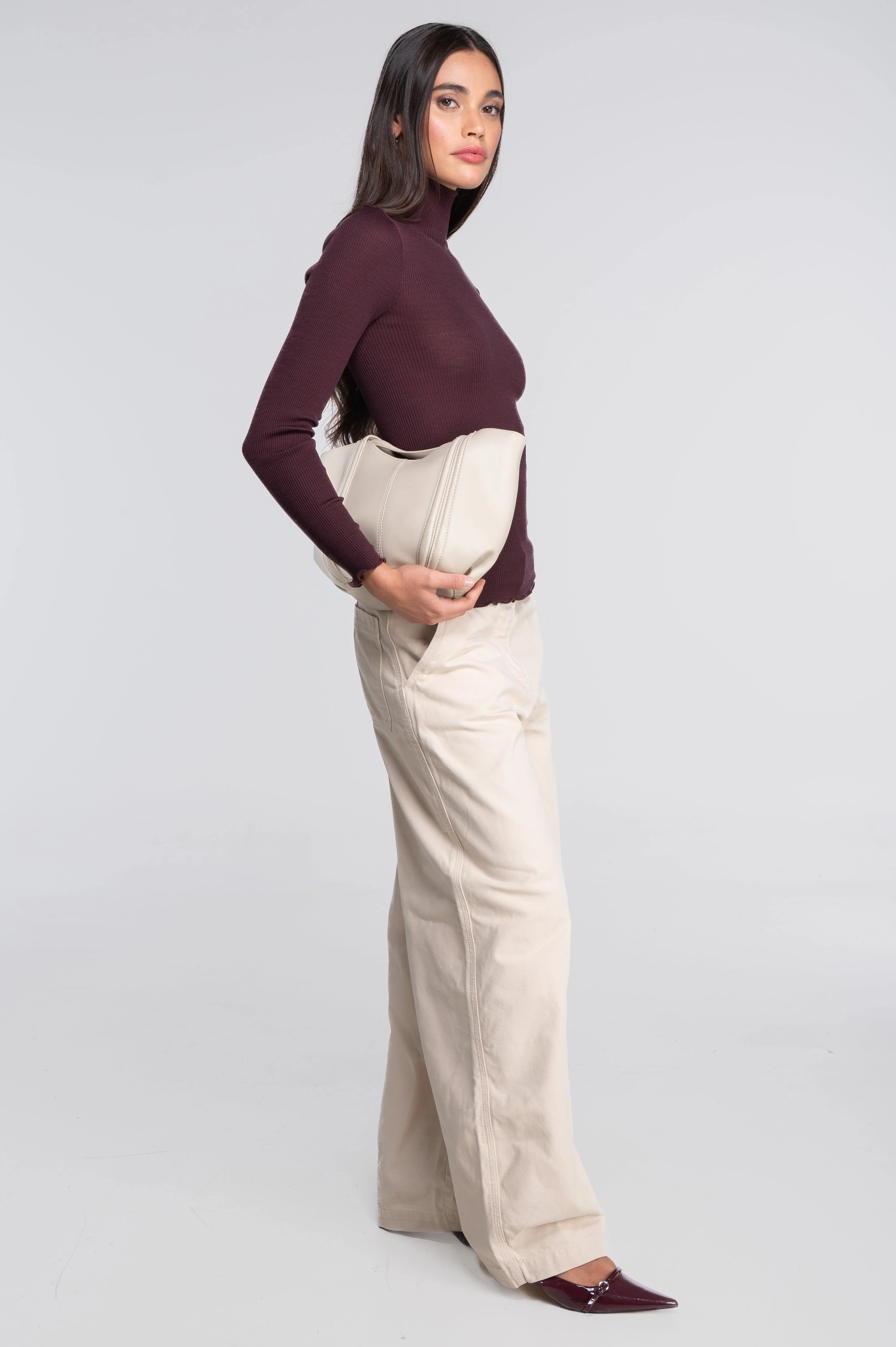 Wool and silk long sleeves mock neck shirt 3429 - Image 5