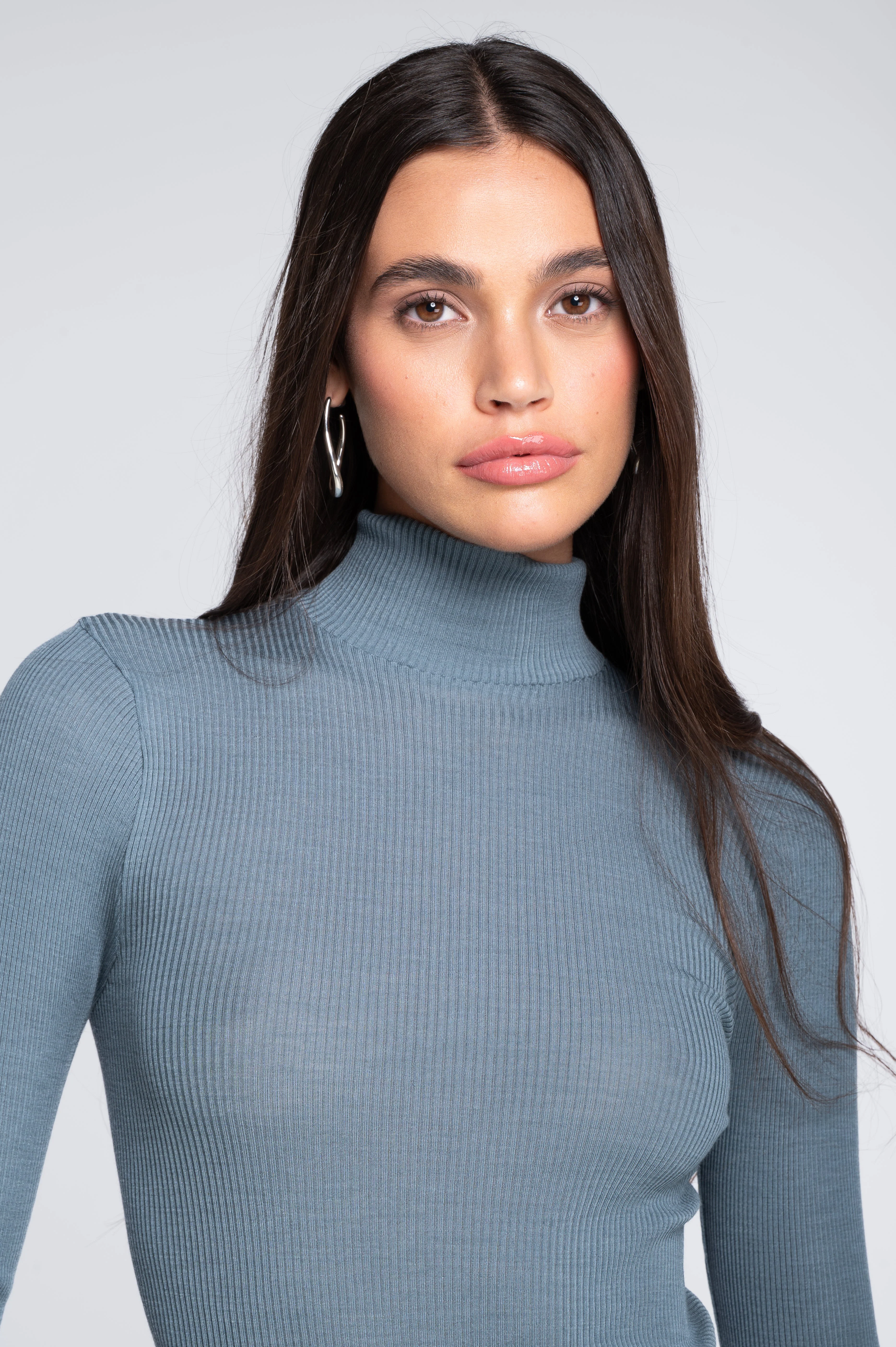 Wool and silk long sleeves mock neck shirt 3429 - Image 9