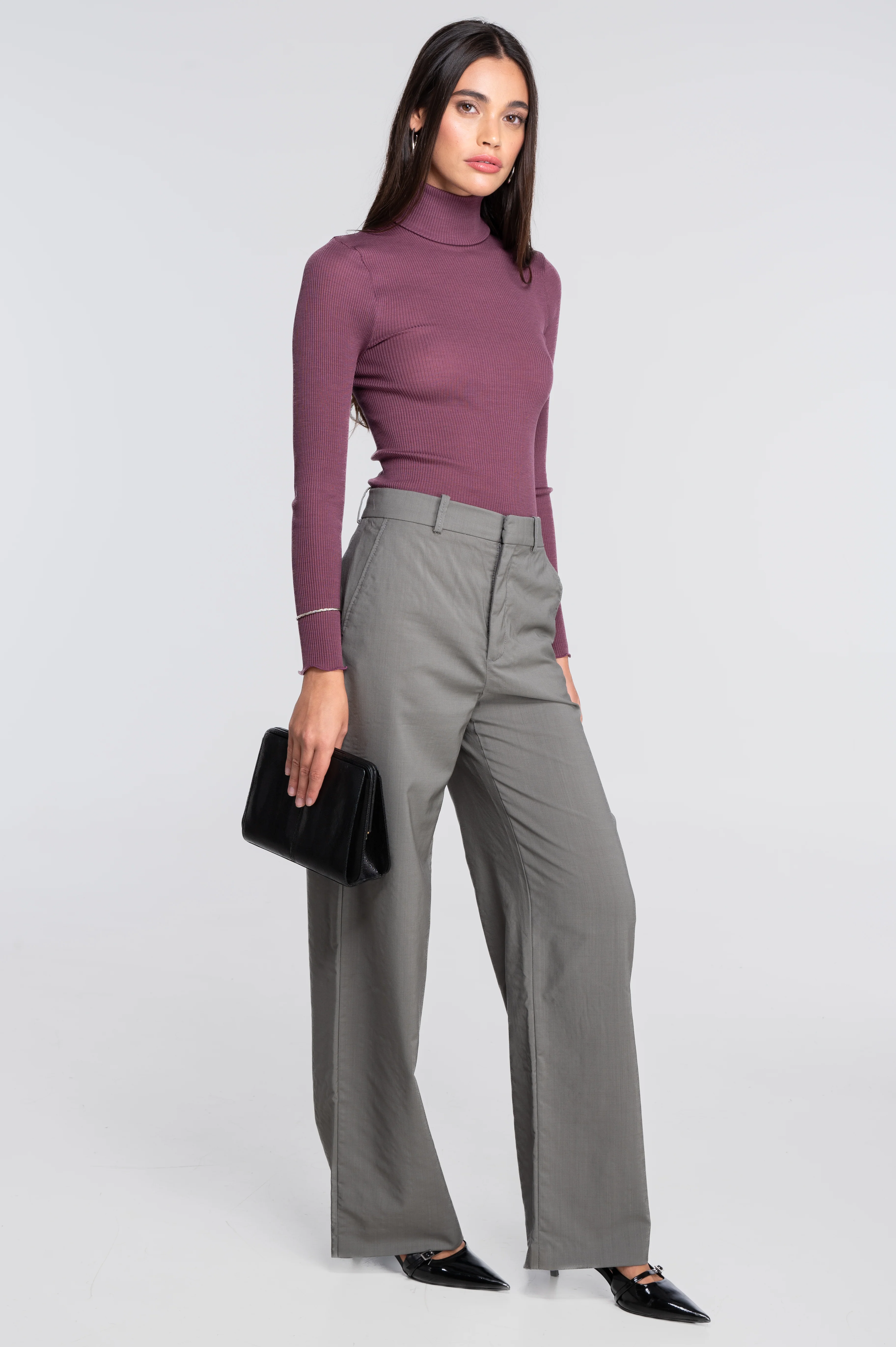 Wool and silk long sleeves turtleneck shirt 3438 - Image 11