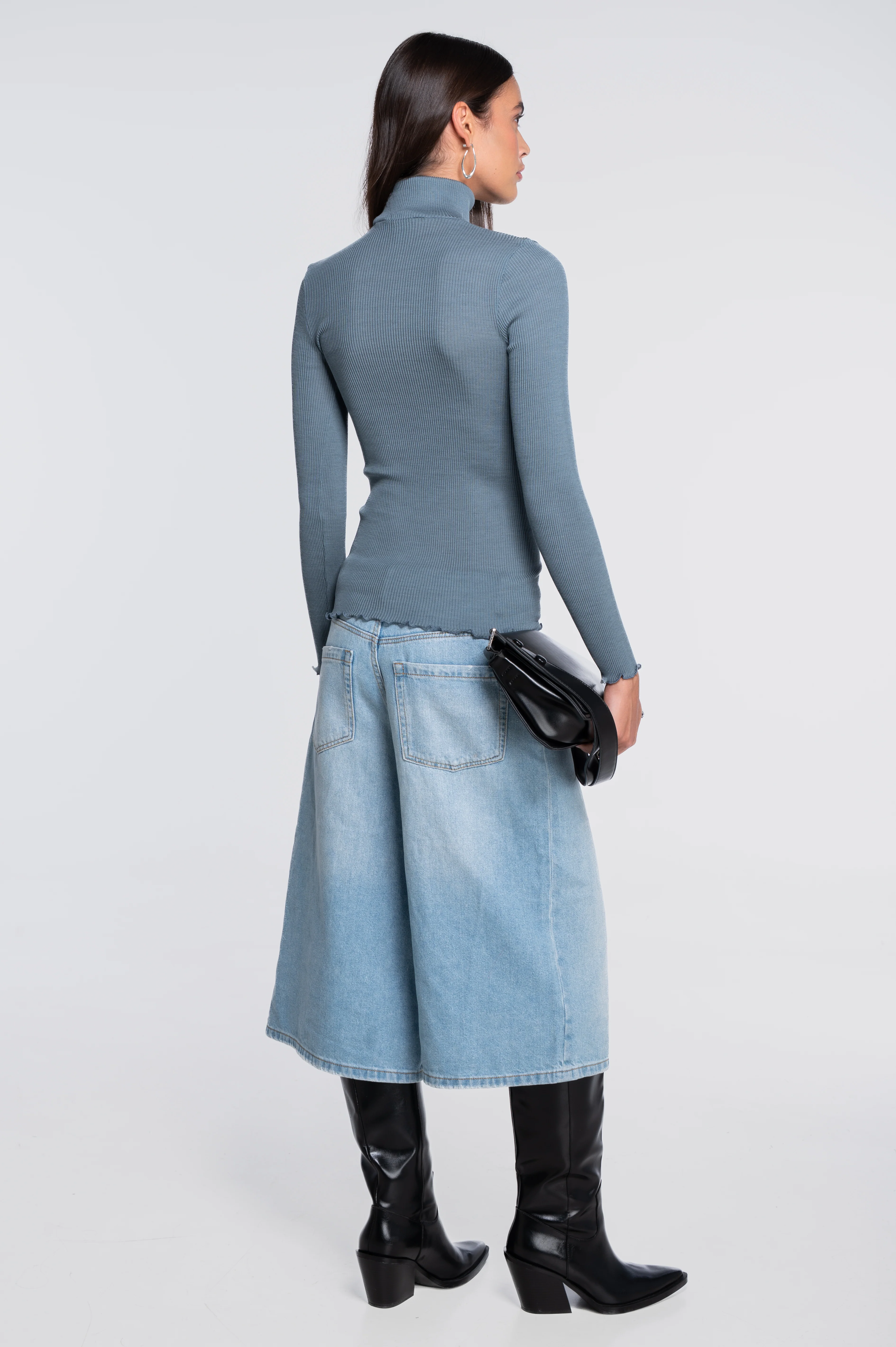 Wool and silk long sleeves turtleneck shirt 3438 - Image 18