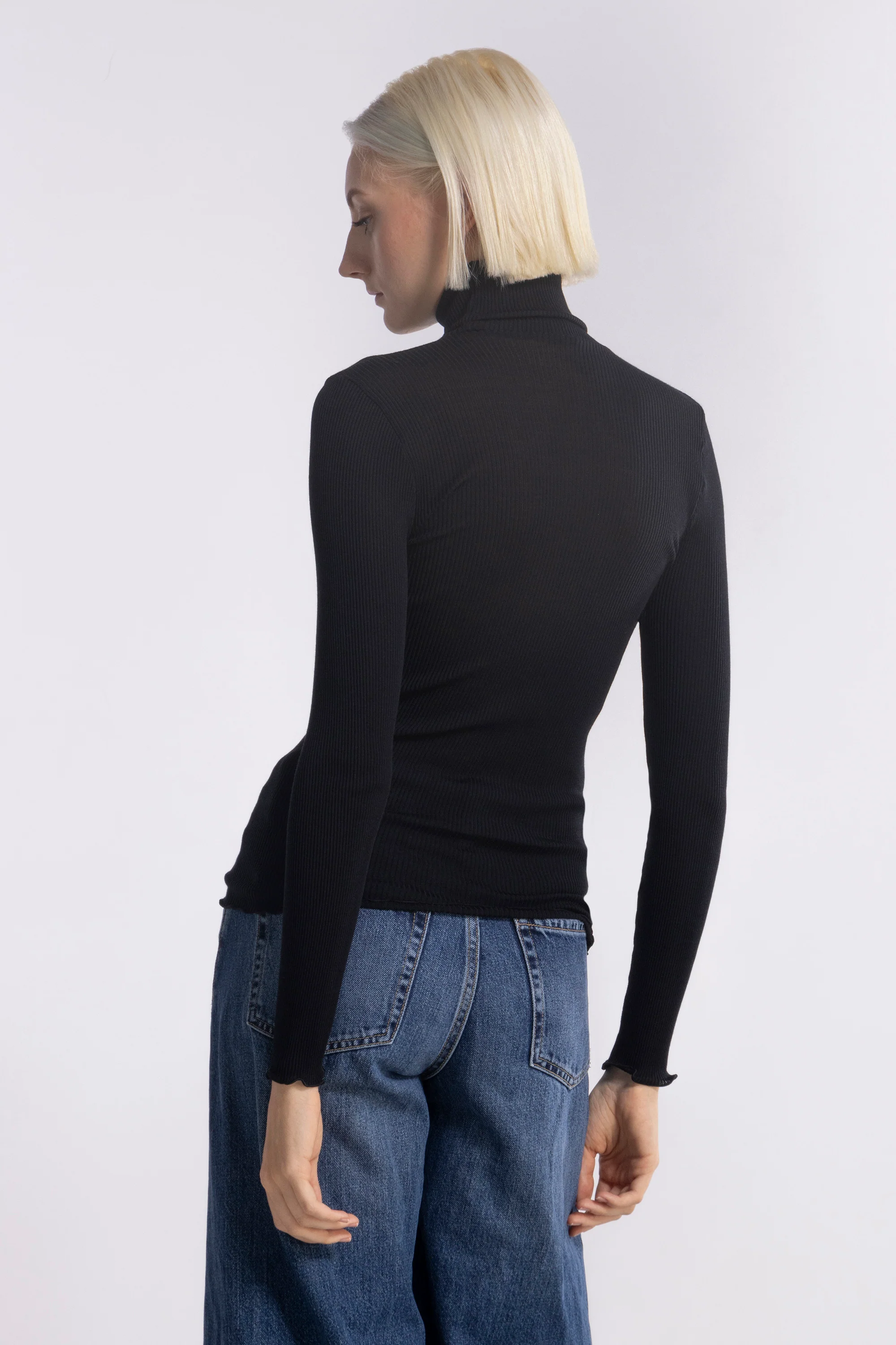 Wool and silk long sleeves turtleneck shirt 3438 - Image 22