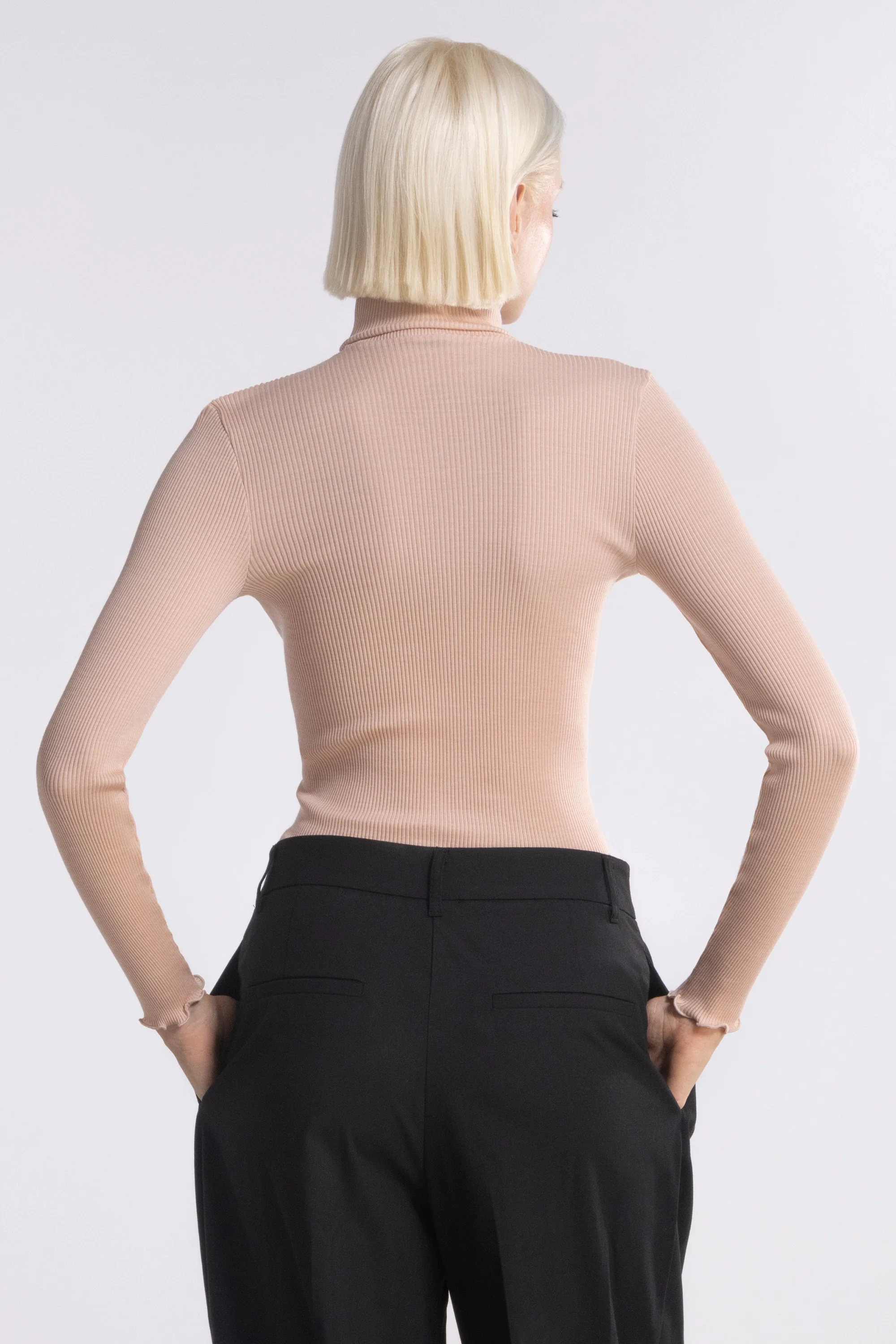 Wool and silk long sleeves turtleneck shirt 3438 - Image 24