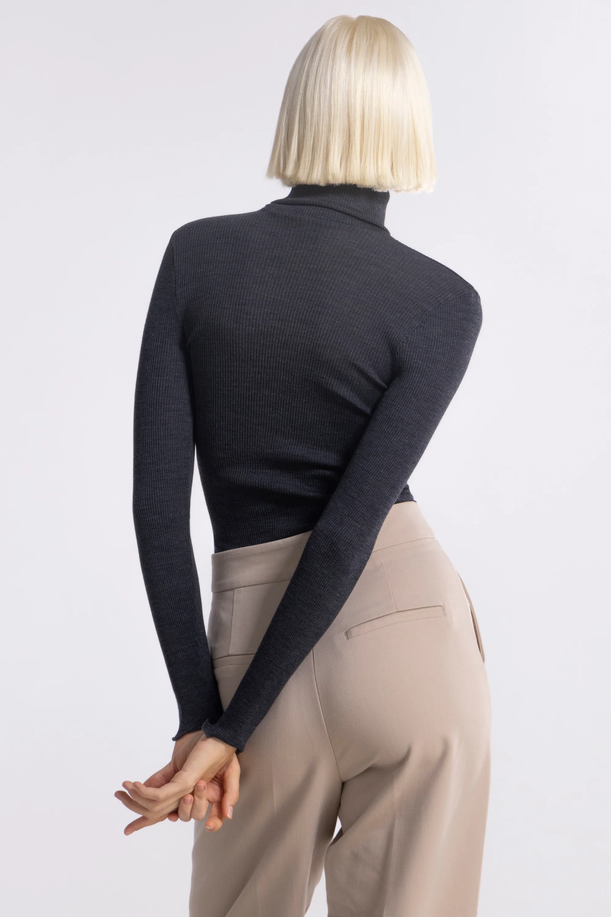 Wool and silk long sleeves turtleneck shirt 3438 - Image 26