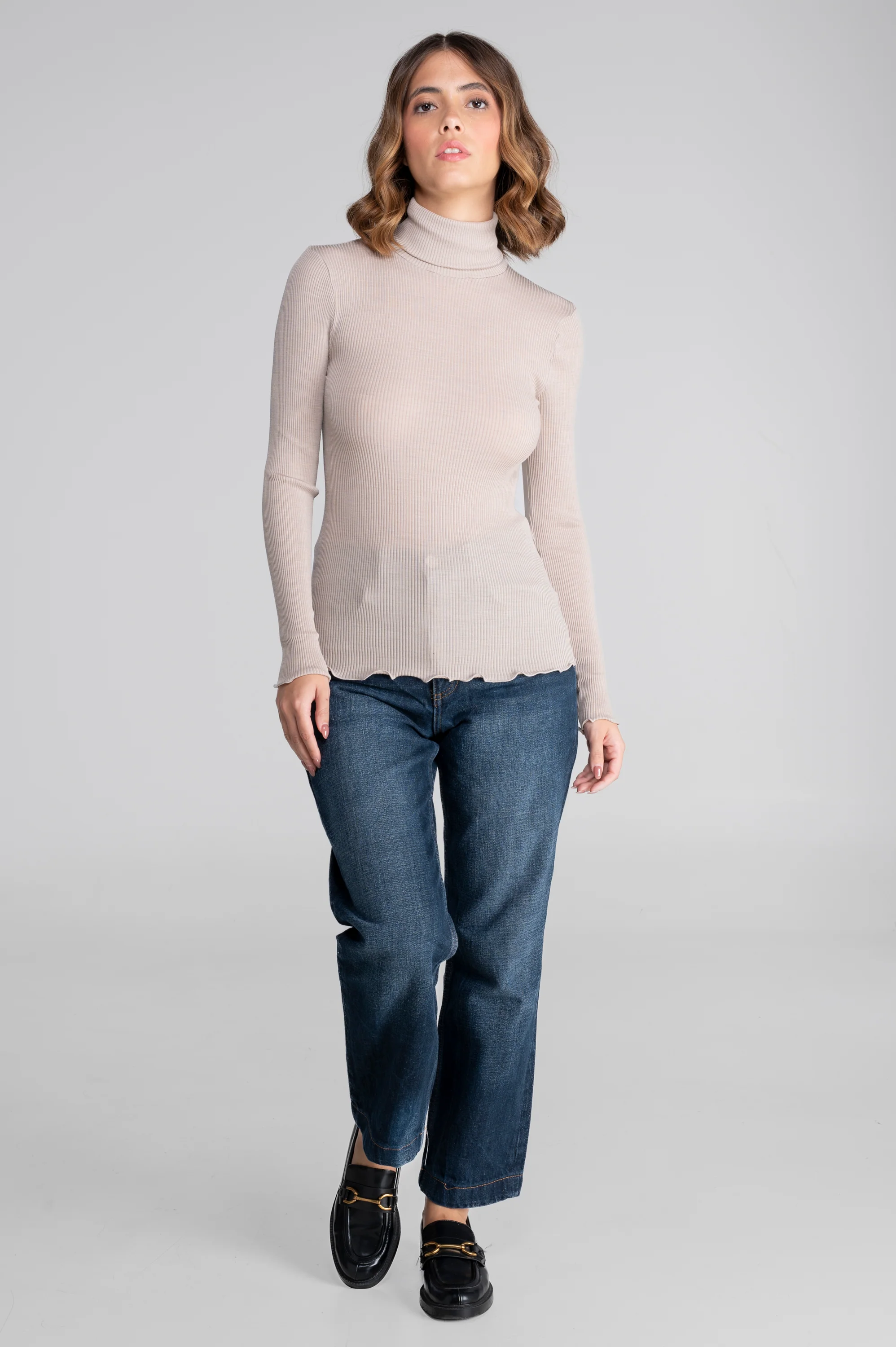 Wool and silk long sleeves turtleneck shirt 3438 - Image 30