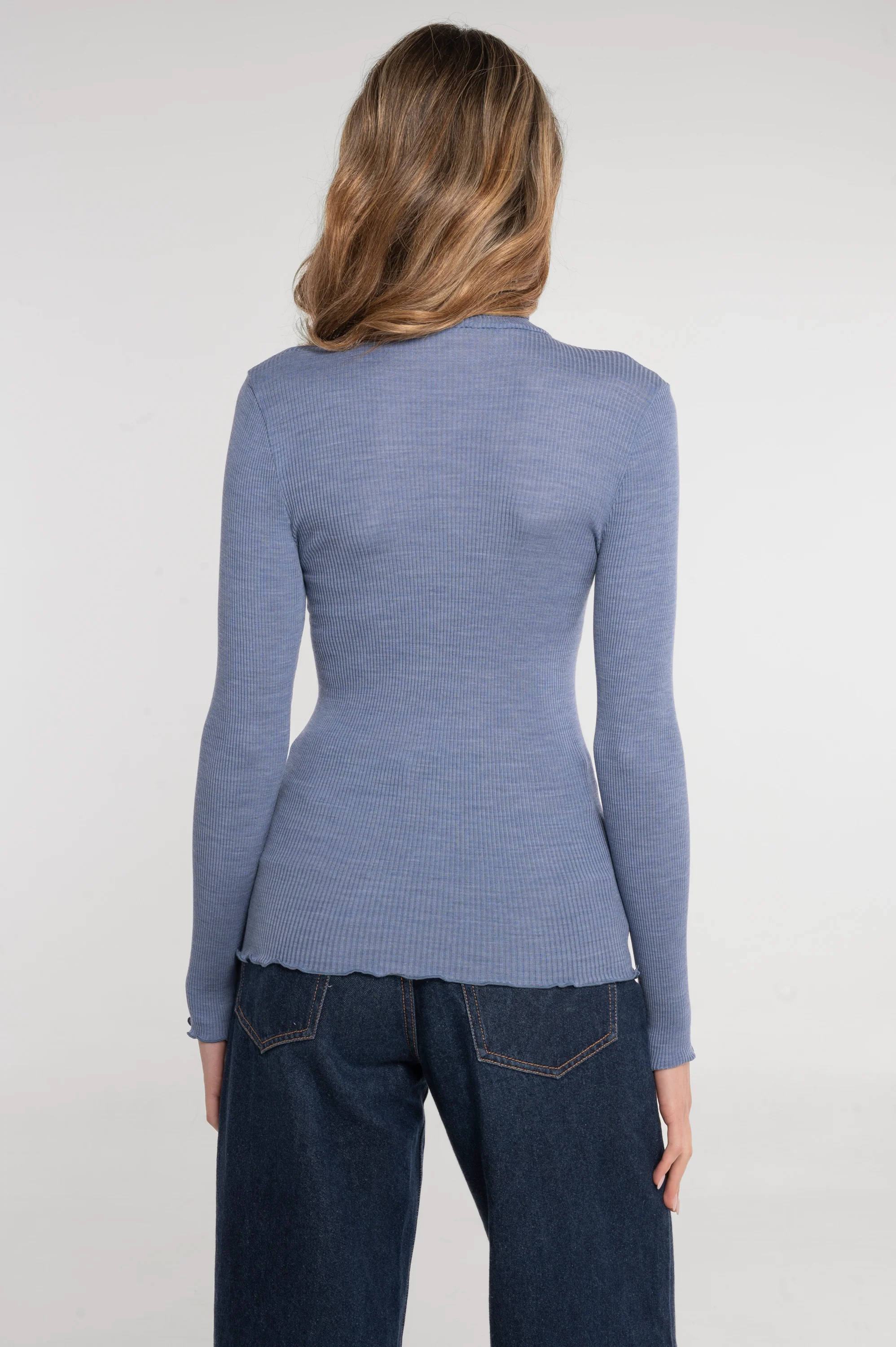 Wool and silk long sleeves turtleneck shirt 3438 - Image 33