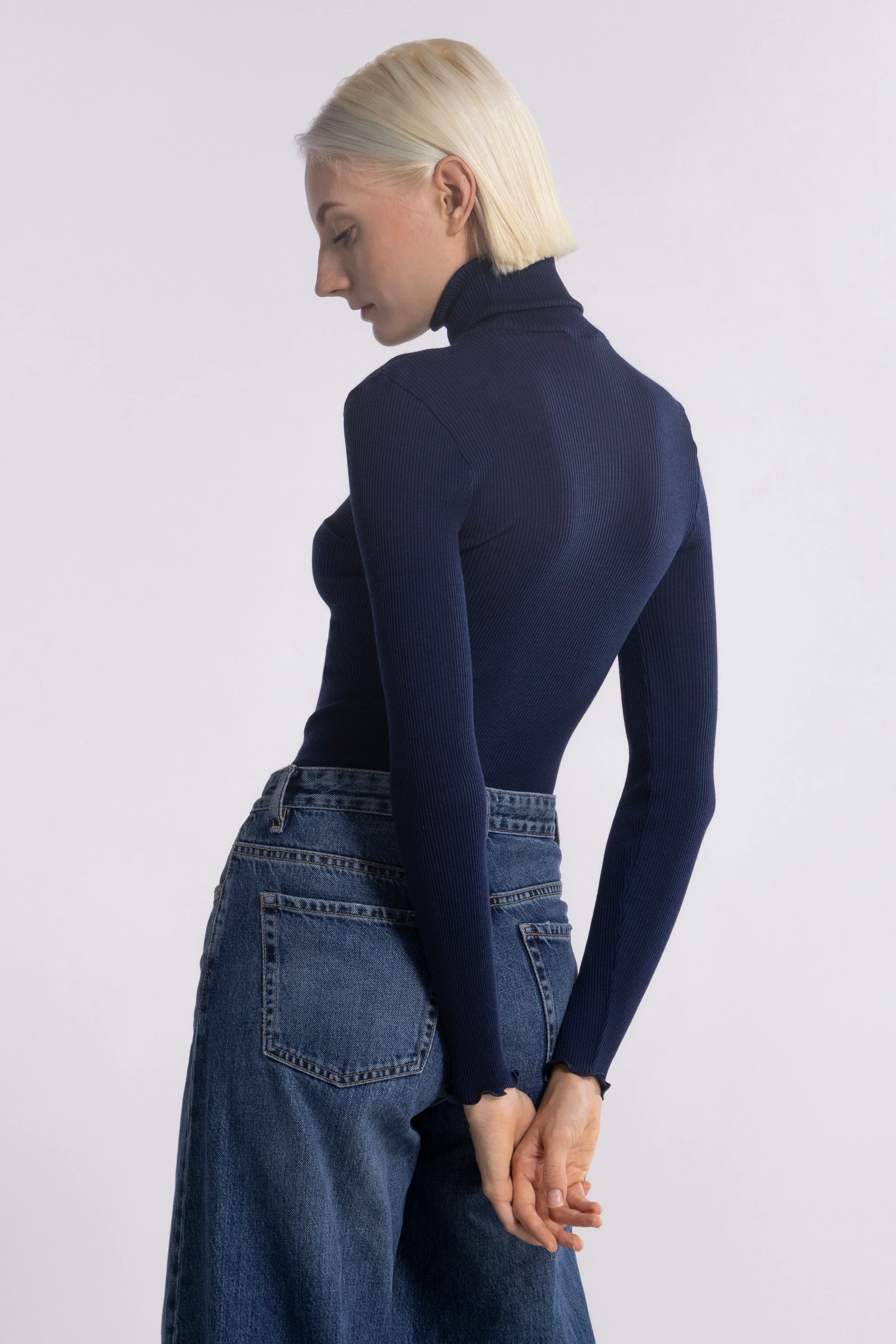 Wool and silk long sleeves turtleneck shirt 3438 - Image 36