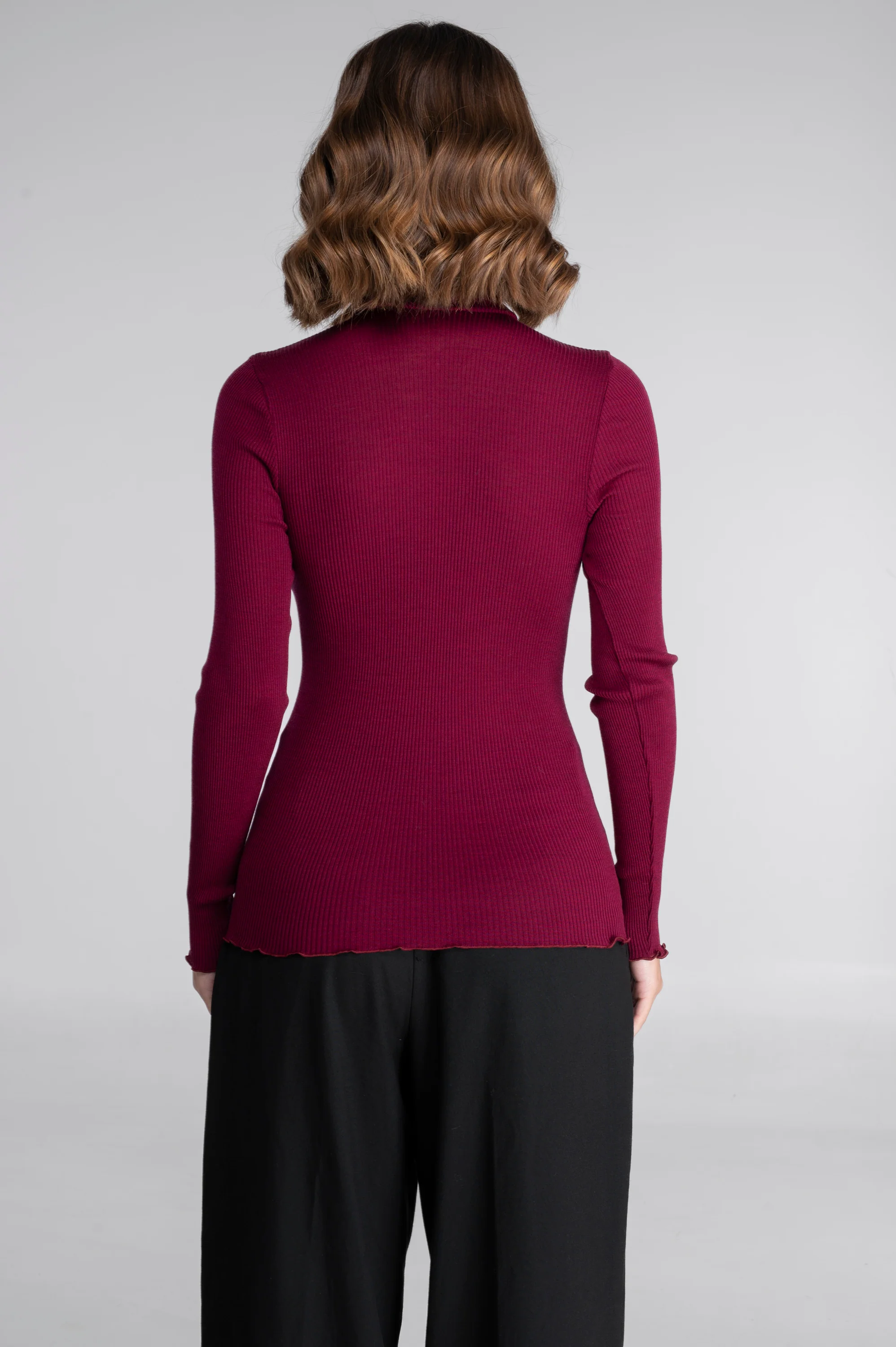 Wool and silk long sleeves turtleneck shirt 3438 - Image 39