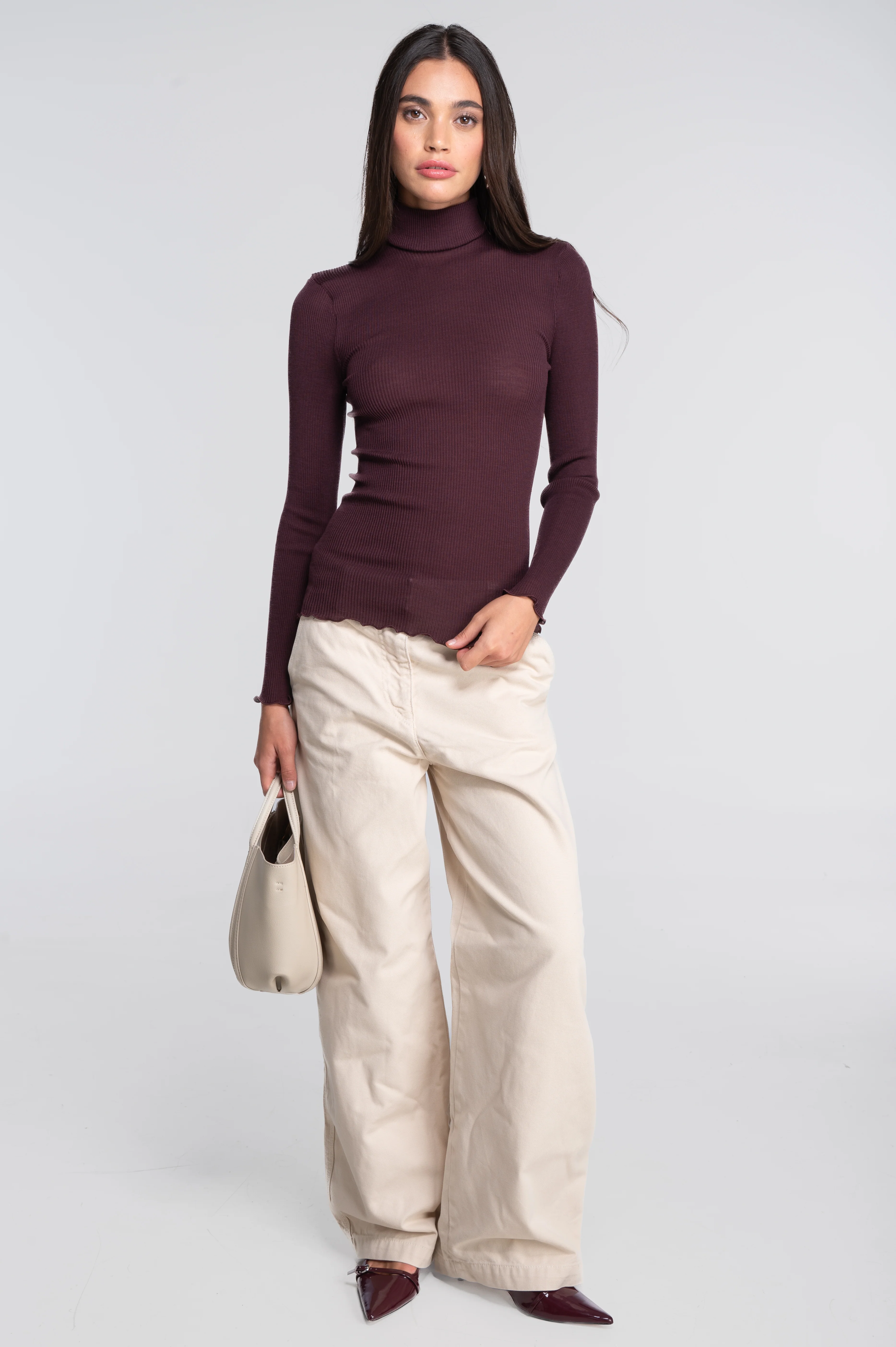 Wool and silk long sleeves turtleneck shirt 3438 - Image 4