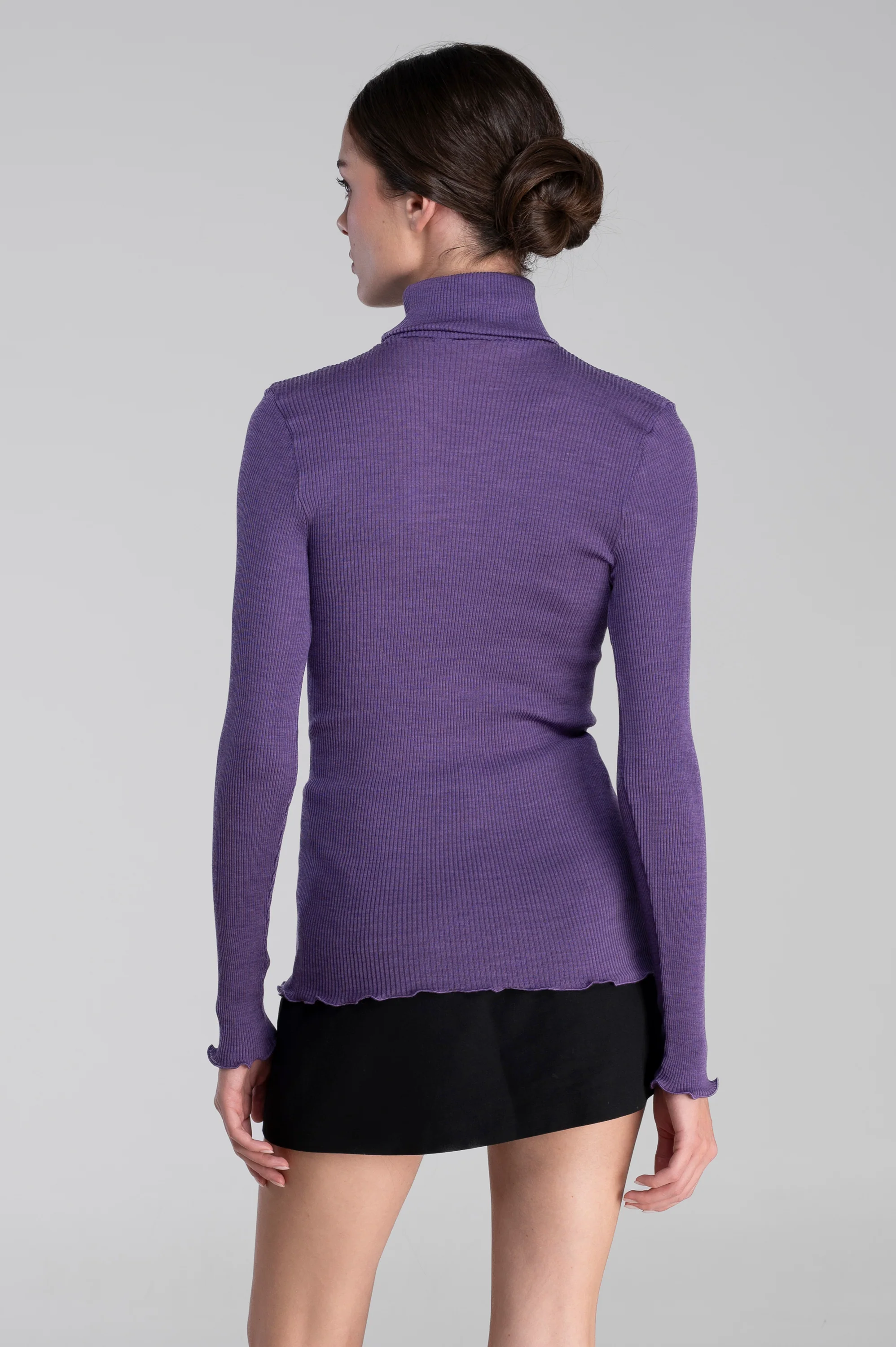 Wool and silk long sleeves turtleneck shirt 3438 - Image 43