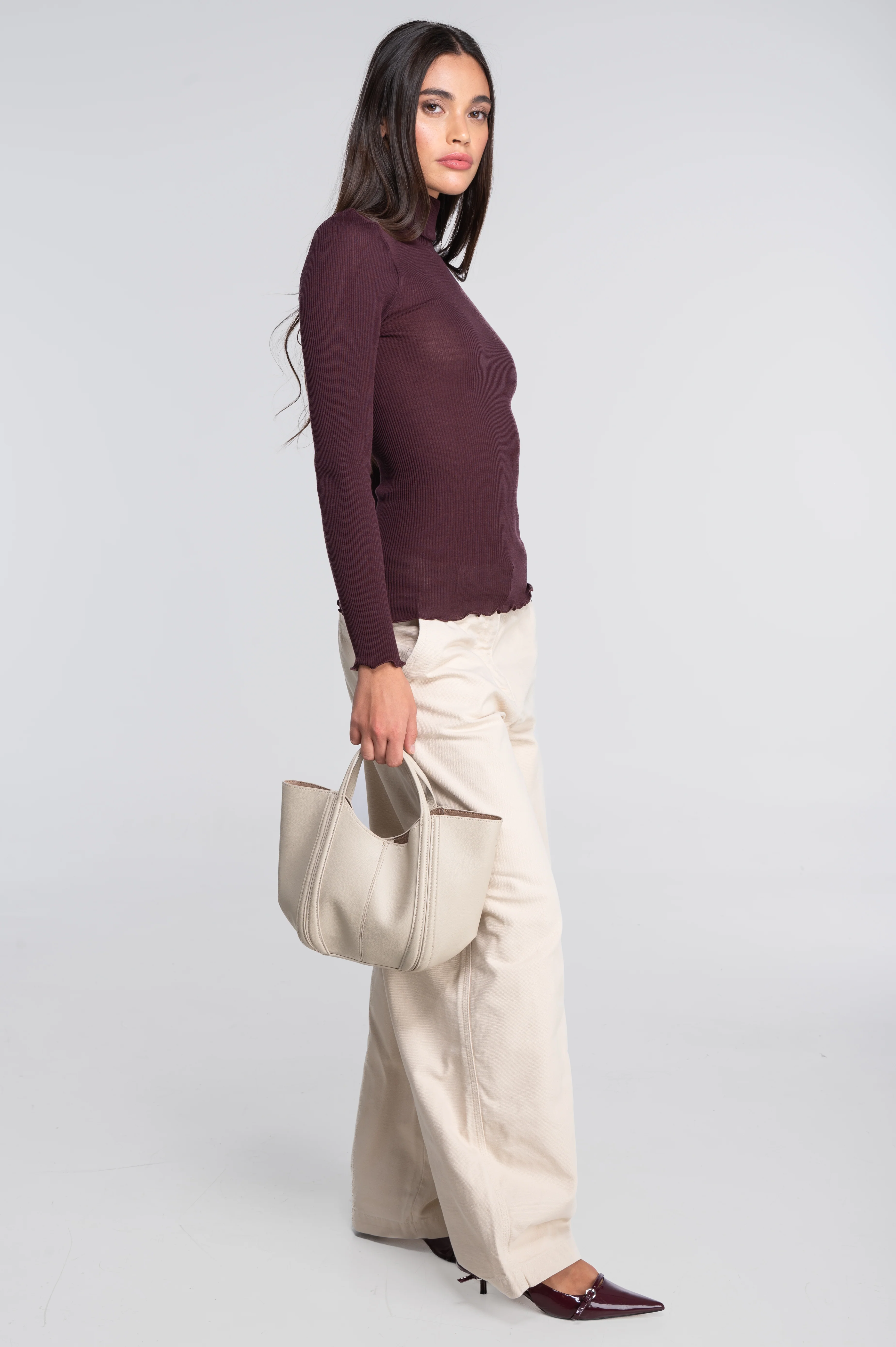 Wool and silk long sleeves turtleneck shirt 3438 - Image 5