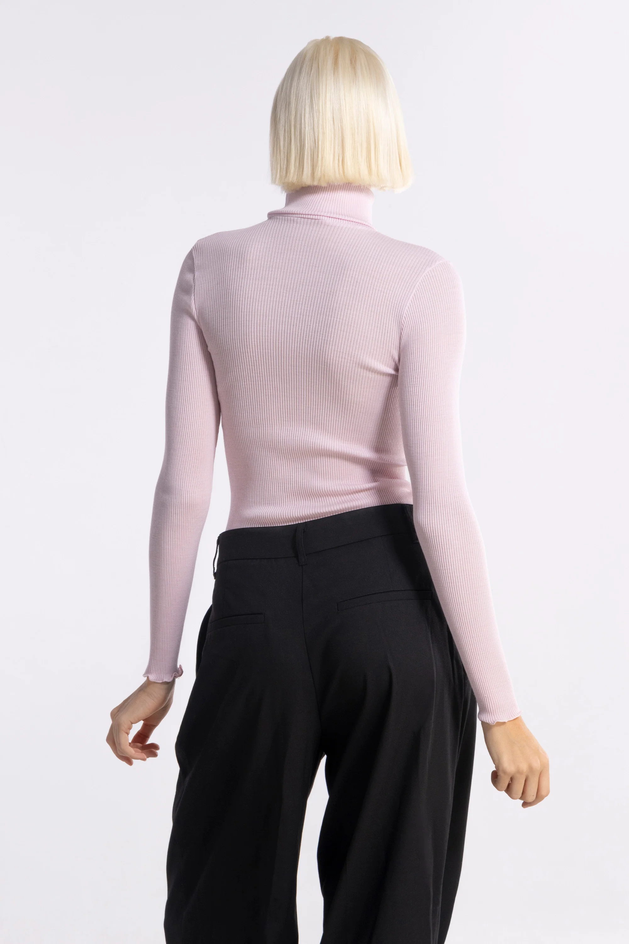 Wool and silk long sleeves turtleneck shirt 3438 - Image 54