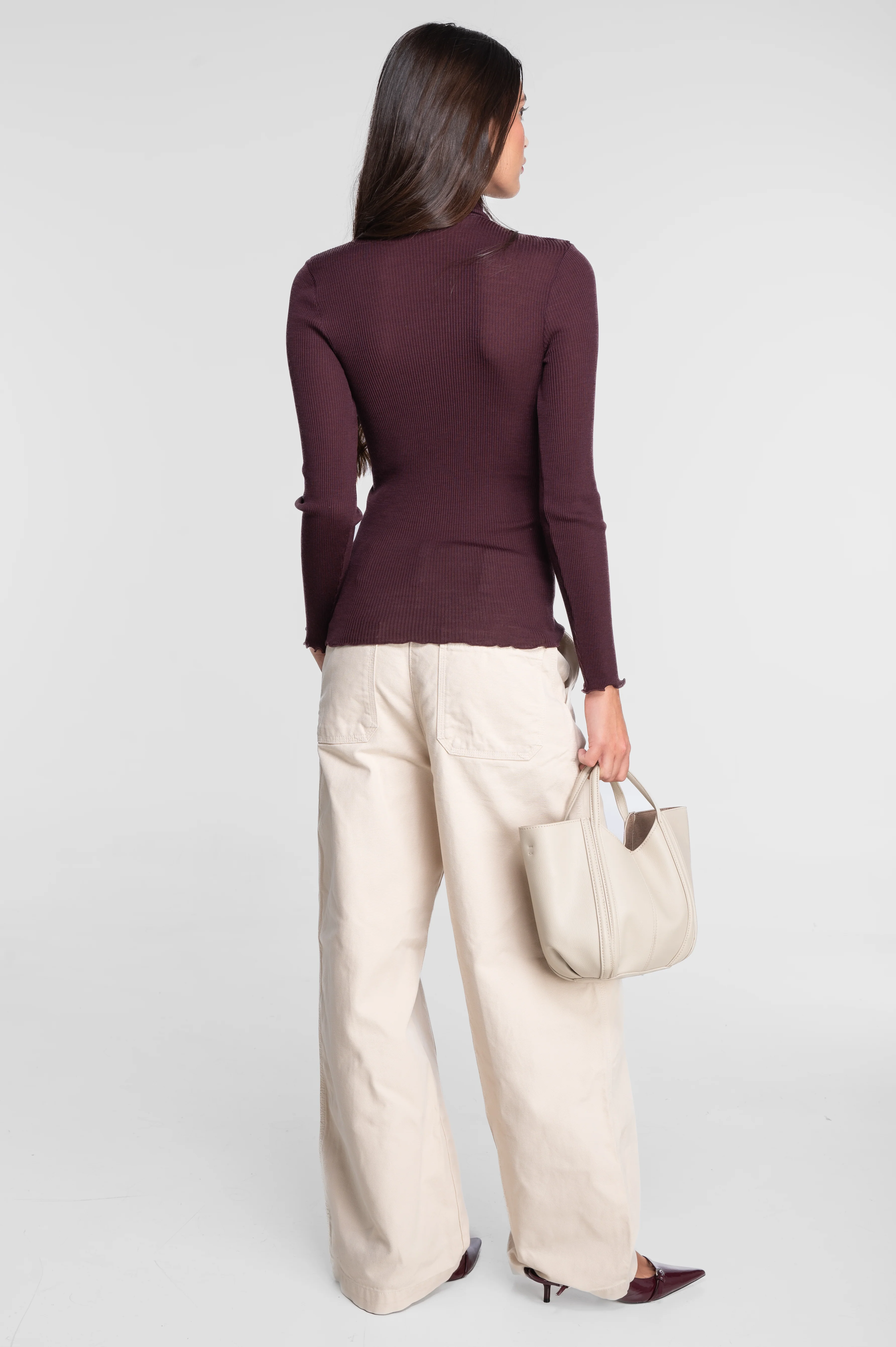 Wool and silk long sleeves turtleneck shirt 3438 - Image 6